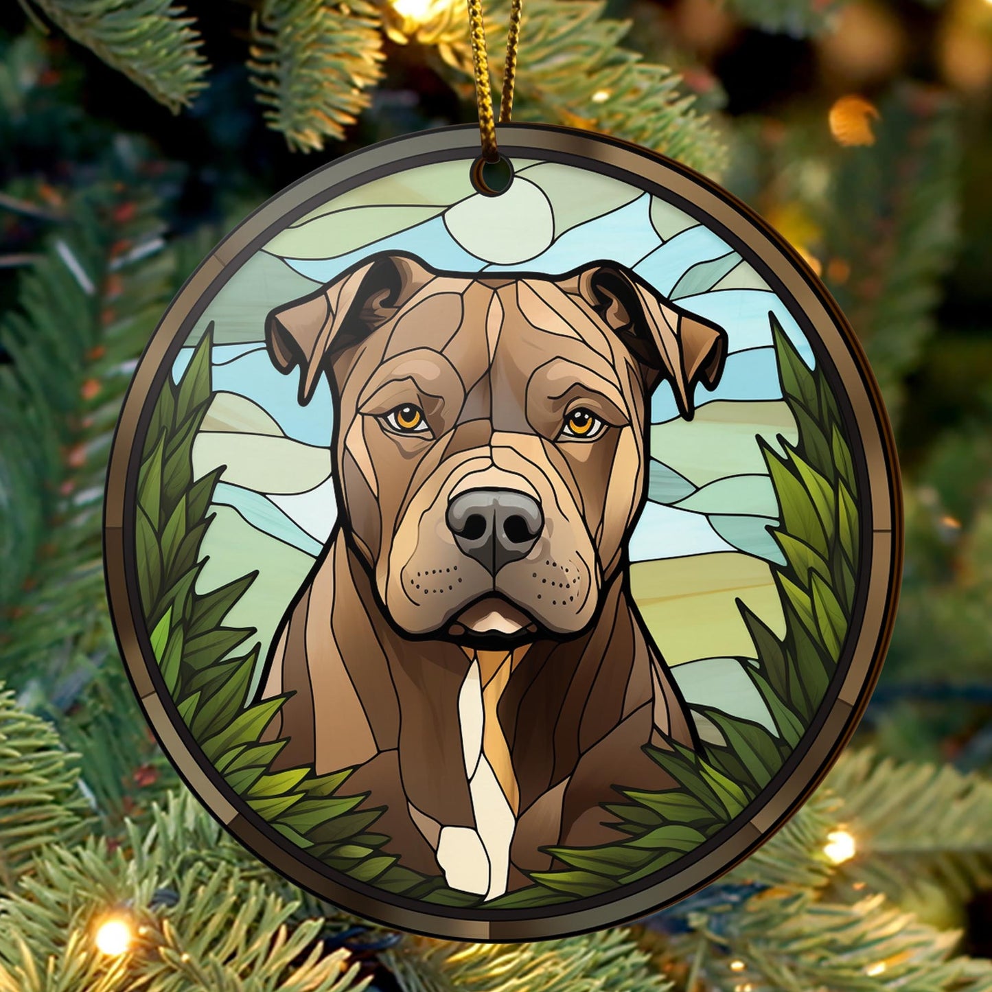 Pit Bull Wooden Ornaments 2 Sides, Pit Bull Ornaments For Christmas Tree, Christmas Tree Hanging, Christmas Decorations EPHG-52487