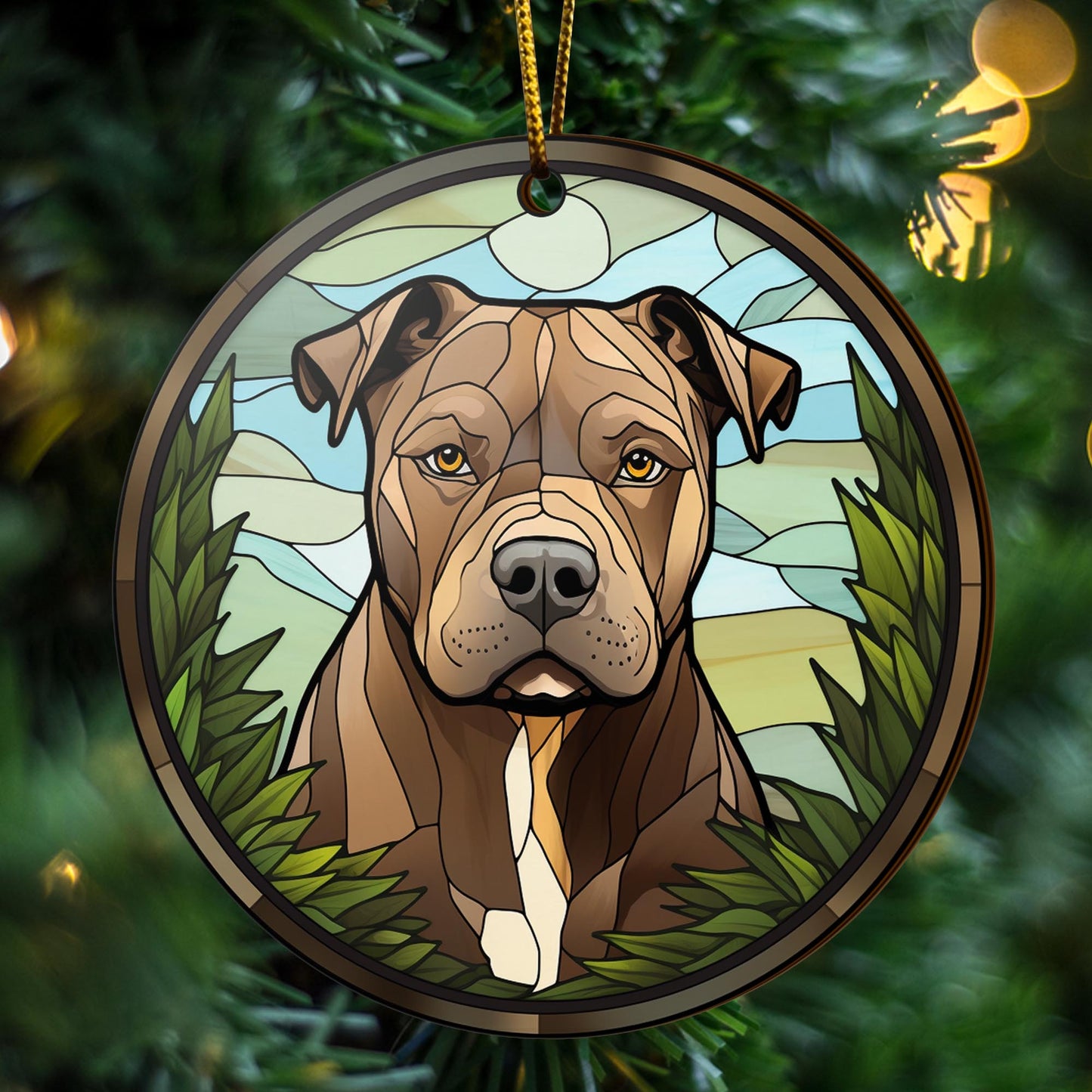 Pit Bull Wooden Ornaments 2 Sides, Pit Bull Ornaments For Christmas Tree, Christmas Tree Hanging, Christmas Decorations EPHG-52487