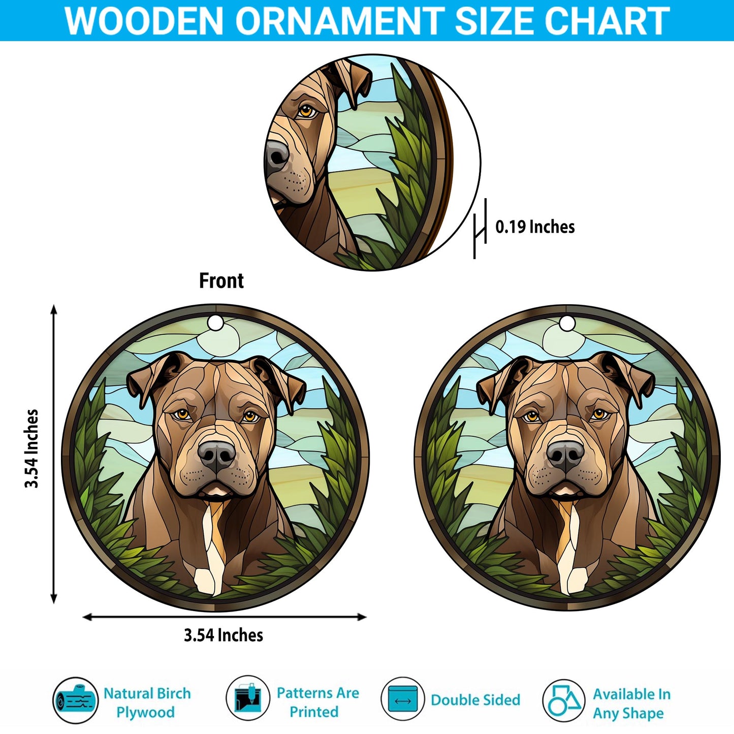 Pit Bull Wooden Ornaments 2 Sides, Pit Bull Ornaments For Christmas Tree, Christmas Tree Hanging, Christmas Decorations EPHG-52487