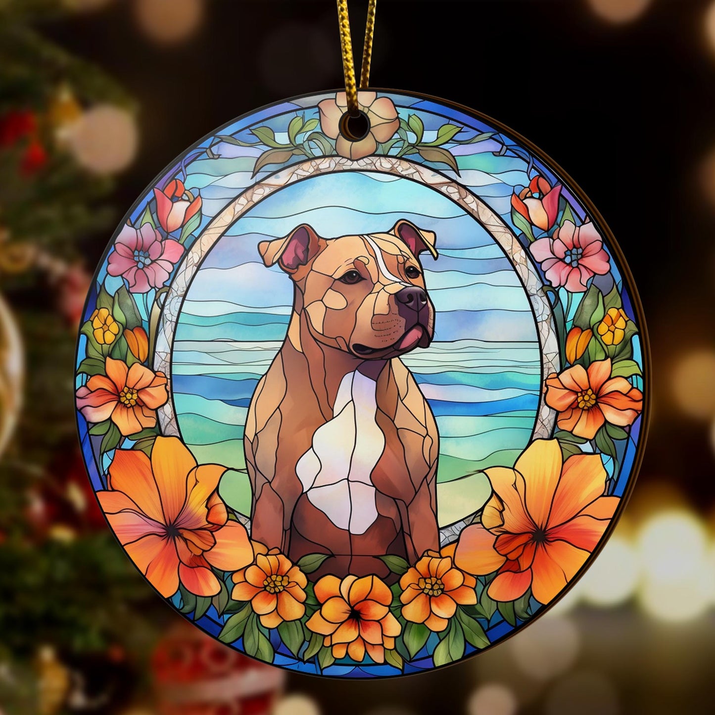 Pit Bull Wooden Ornaments 2 Sides, Pit Bull Ornaments For Christmas Tree, Christmas Tree Hanging, Christmas Decorations EPHG-52487