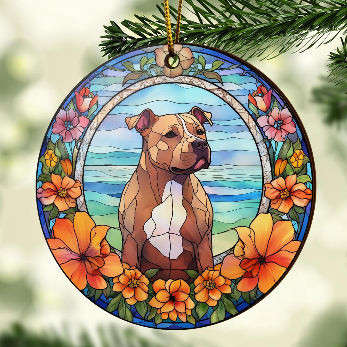 Pit Bull Wooden Ornaments 2 Sides, Pit Bull Ornaments For Christmas Tree, Christmas Tree Hanging, Christmas Decorations EPHG-52487