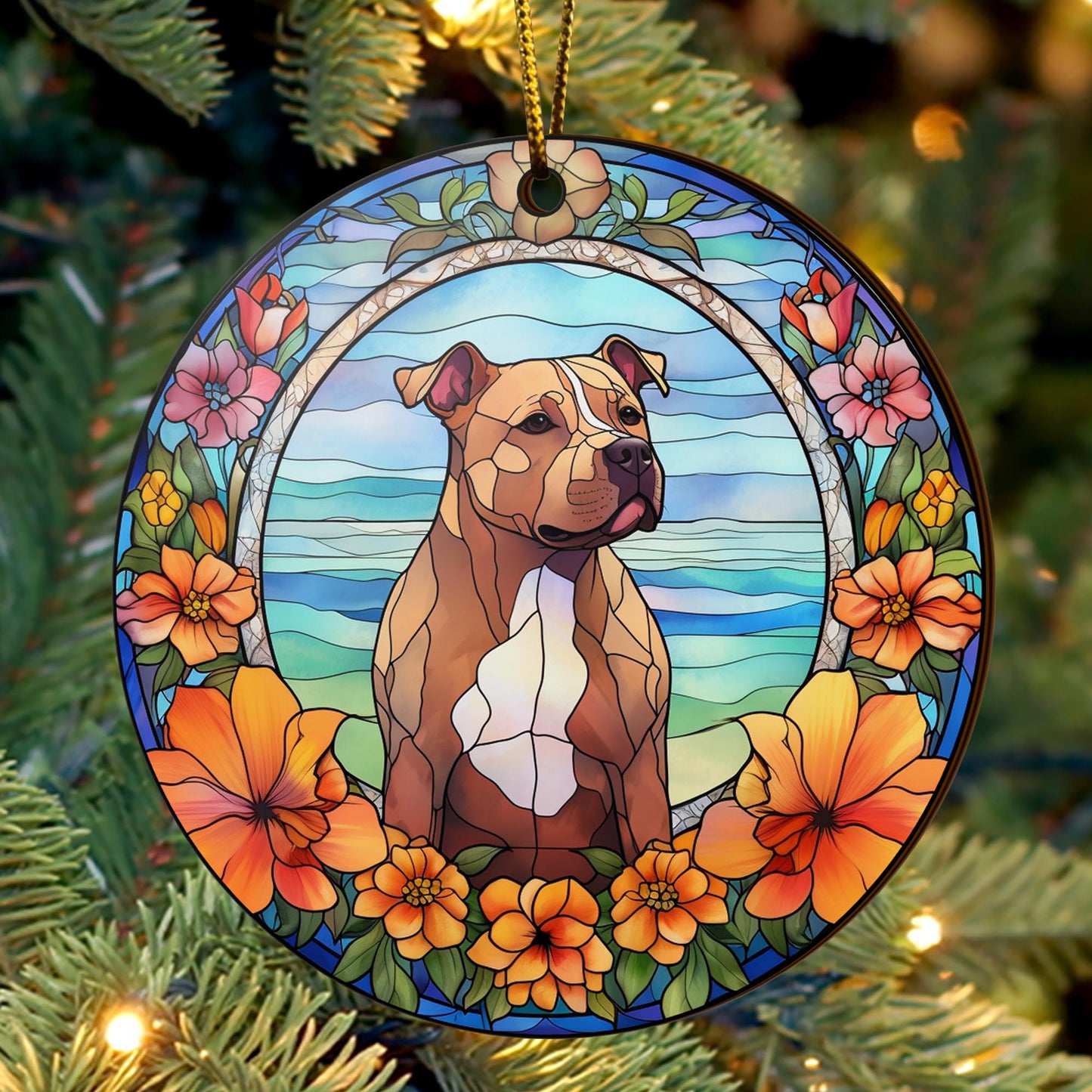 Pit Bull Wooden Ornaments 2 Sides, Pit Bull Ornaments For Christmas Tree, Christmas Tree Hanging, Christmas Decorations EPHG-52487