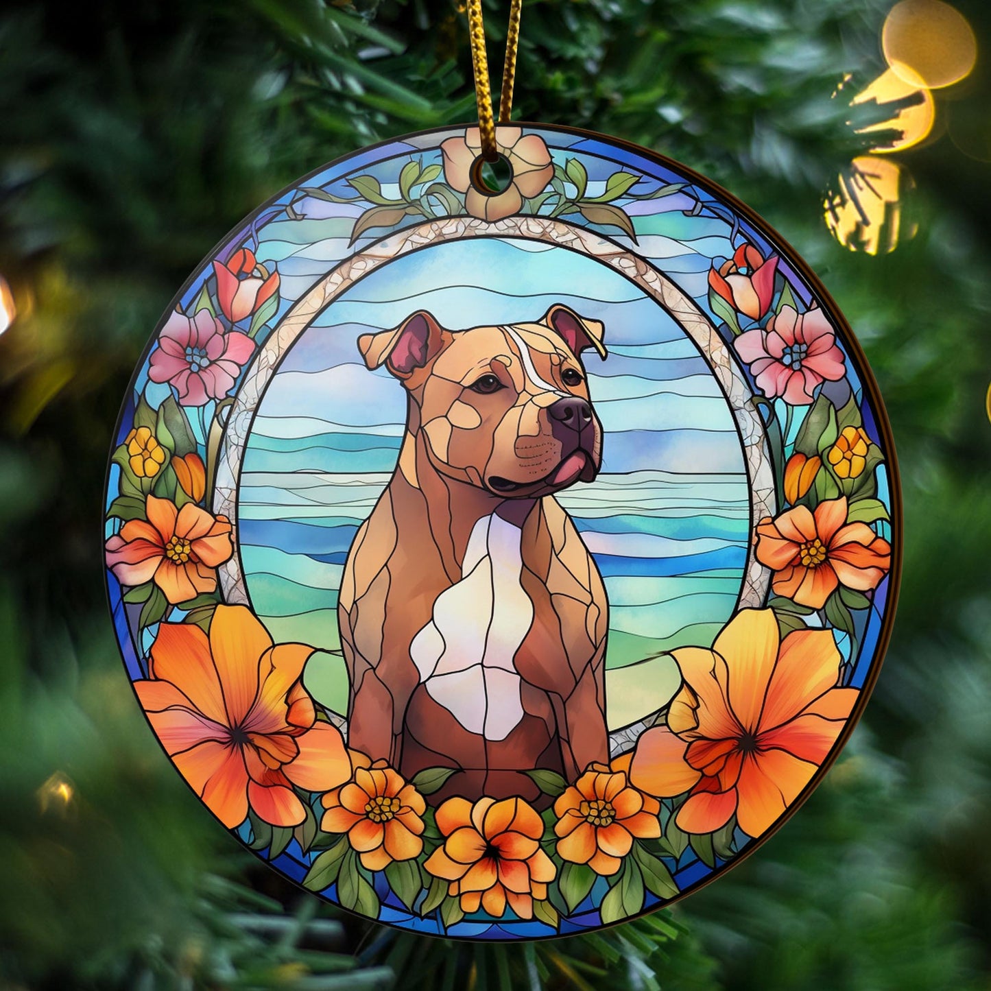 Pit Bull Wooden Ornaments 2 Sides, Pit Bull Ornaments For Christmas Tree, Christmas Tree Hanging, Christmas Decorations EPHG-52487