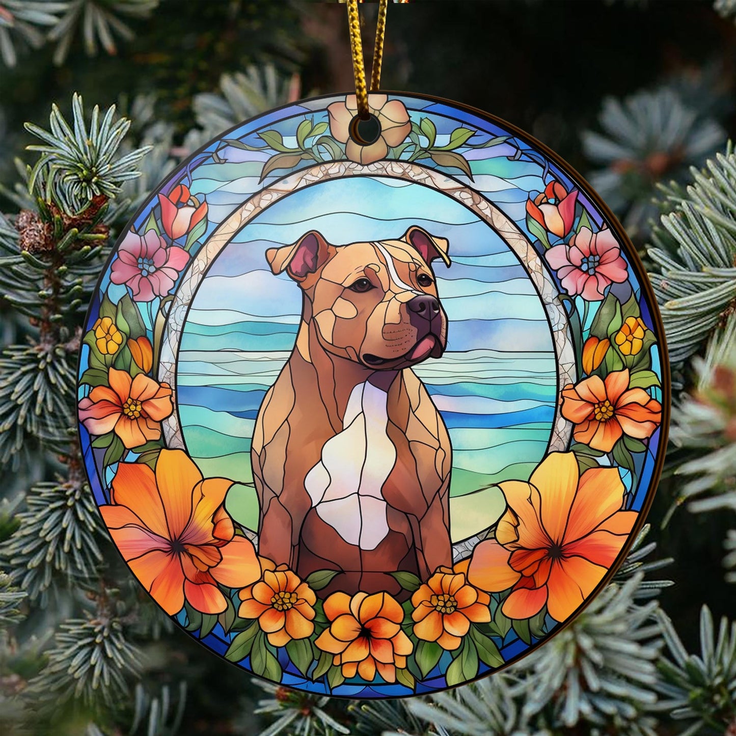 Pit Bull Wooden Ornaments 2 Sides, Pit Bull Ornaments For Christmas Tree, Christmas Tree Hanging, Christmas Decorations EPHG-52487