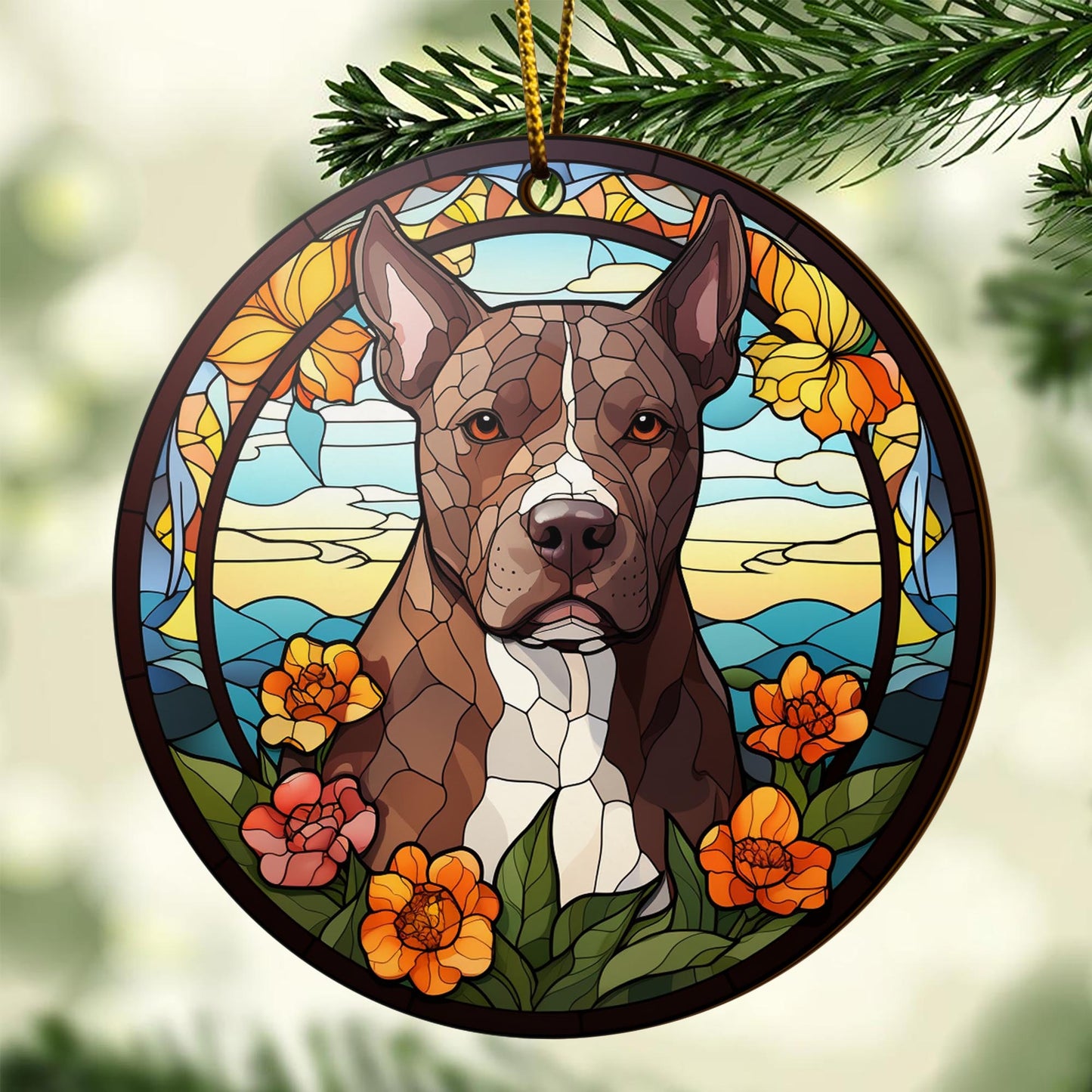 Pit Bull Wooden Ornaments 2 Sides, Pit Bull Ornaments For Christmas Tree, Christmas Tree Hanging, Christmas Decorations EPHG-52487