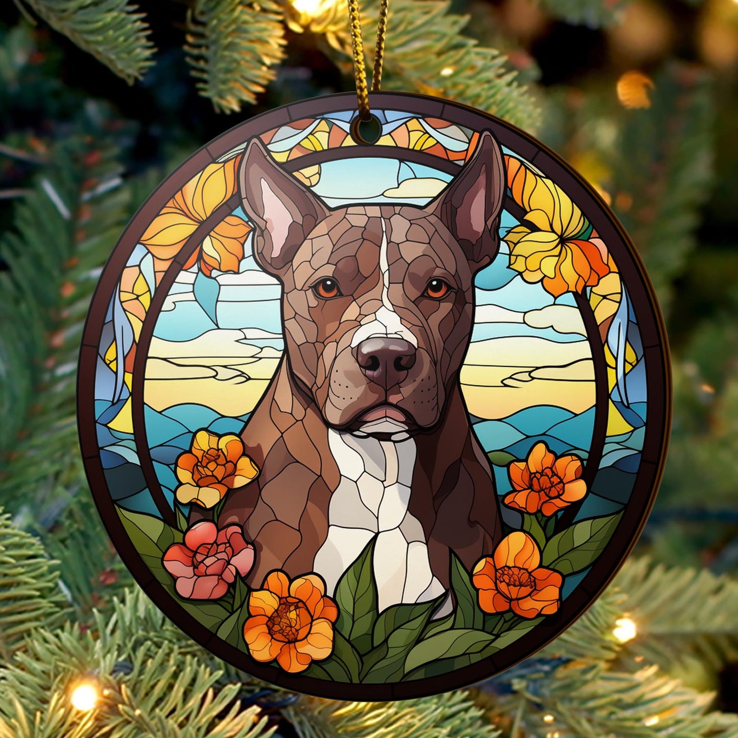 Pit Bull Wooden Ornaments 2 Sides, Pit Bull Ornaments For Christmas Tree, Christmas Tree Hanging, Christmas Decorations EPHG-52487