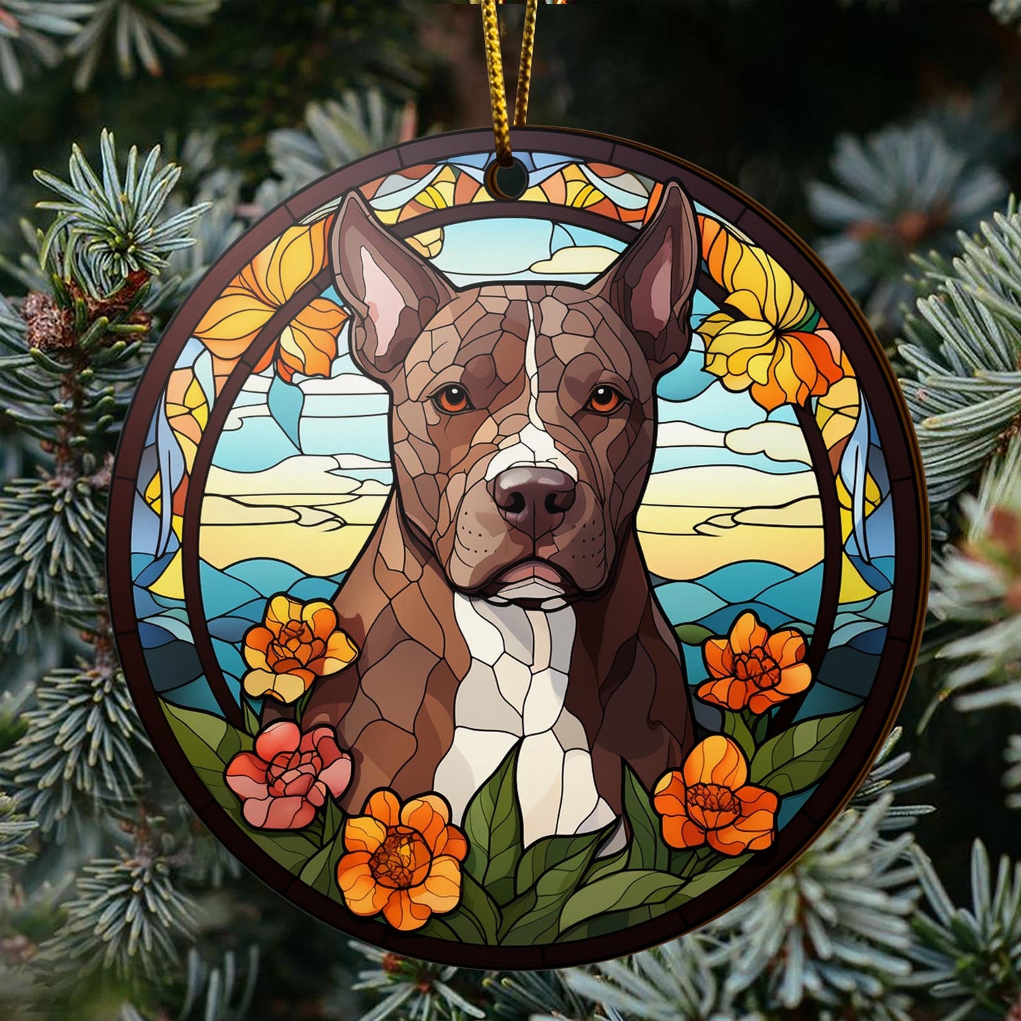 Pit Bull Wooden Ornaments 2 Sides, Pit Bull Ornaments For Christmas Tree, Christmas Tree Hanging, Christmas Decorations EPHG-52487