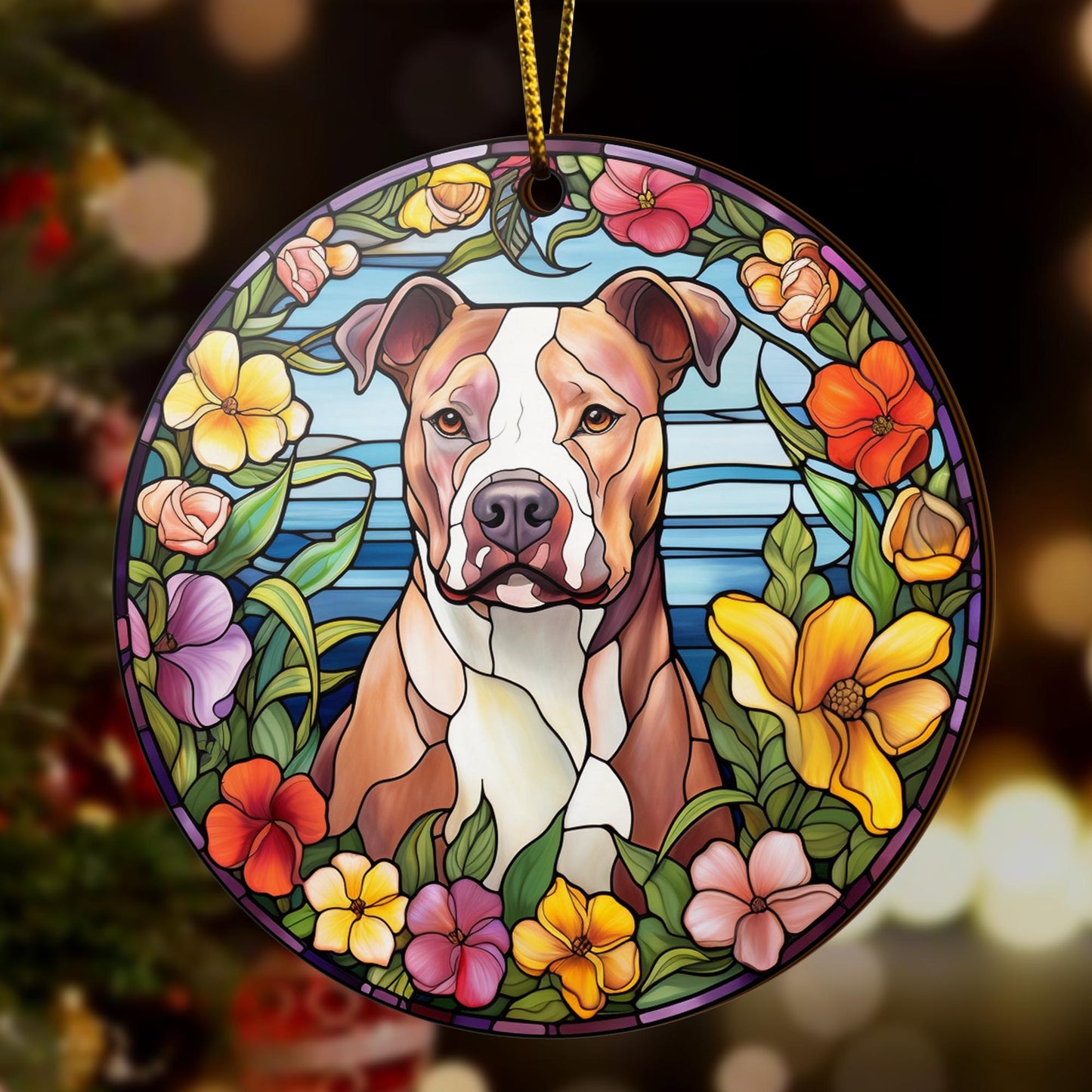 Pit Bull Wooden Ornaments 2 Sides, Pit Bull Ornaments For Christmas Tree, Christmas Tree Hanging, Christmas Decorations EPHG-52487