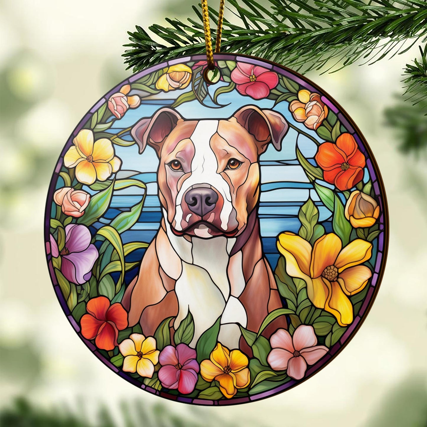 Pit Bull Wooden Ornaments 2 Sides, Pit Bull Ornaments For Christmas Tree, Christmas Tree Hanging, Christmas Decorations EPHG-52487