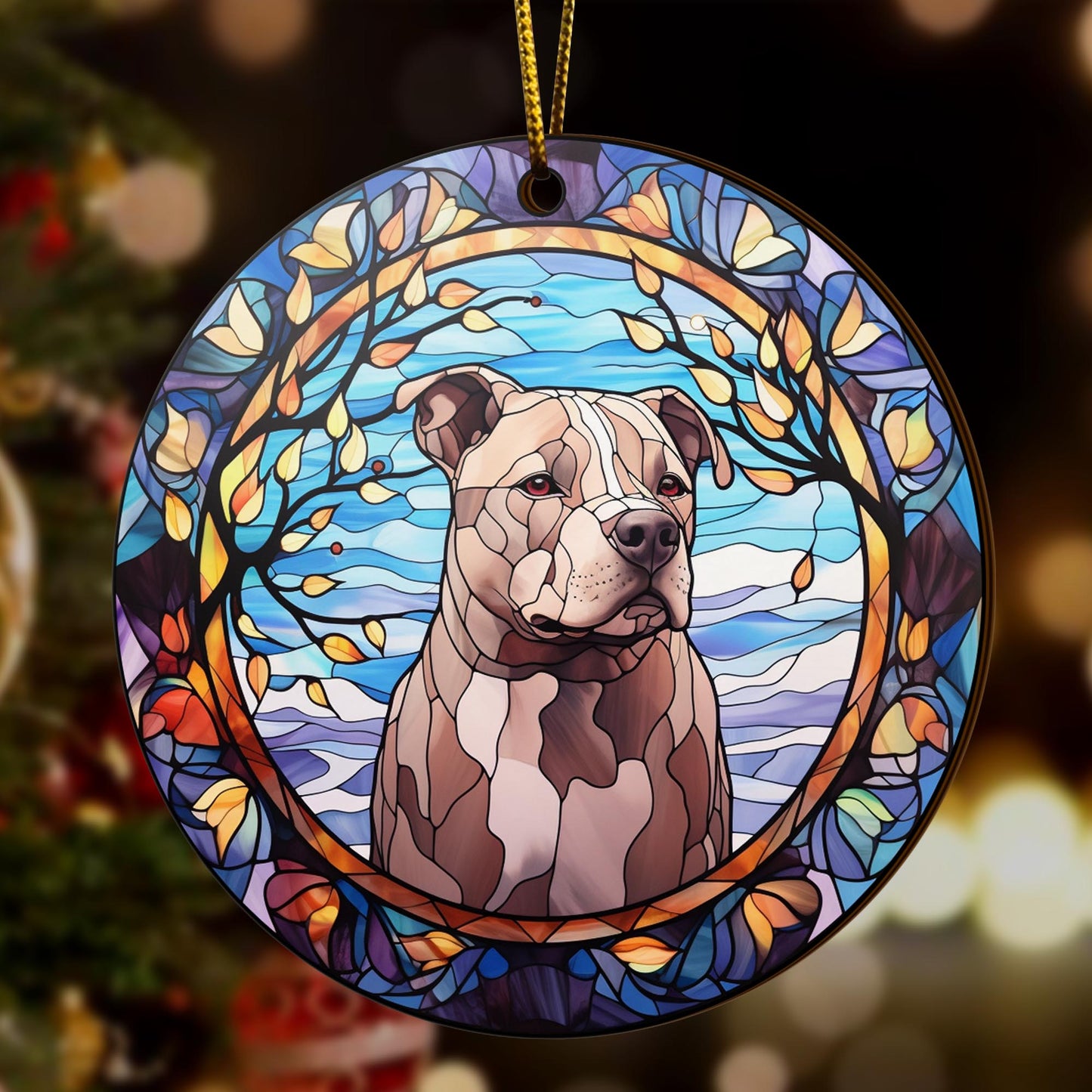 Pit Bull Wooden Ornaments 2 Sides, Pit Bull Ornaments For Christmas Tree, Christmas Tree Hanging, Christmas Decorations EPHG-52487