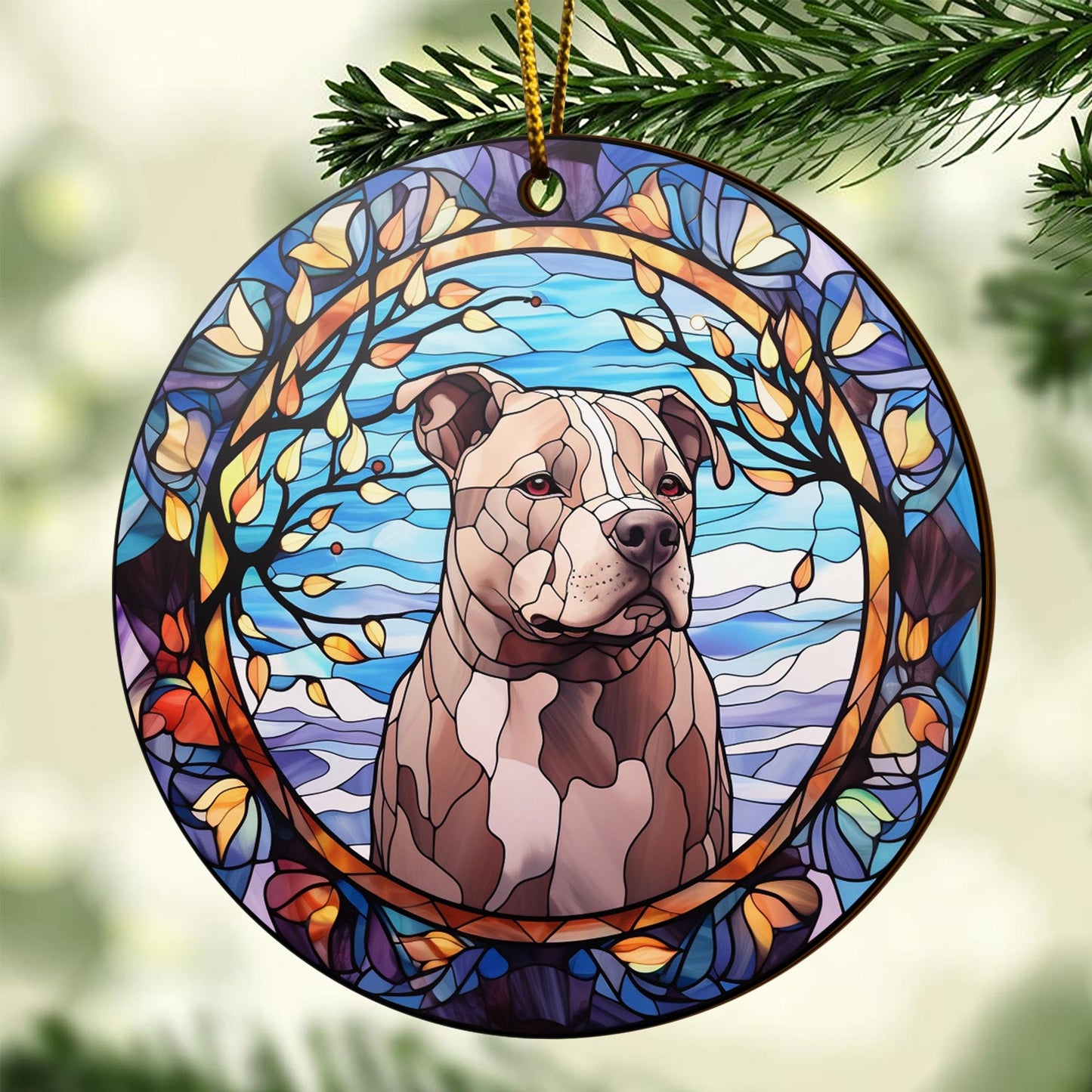 Pit Bull Wooden Ornaments 2 Sides, Pit Bull Ornaments For Christmas Tree, Christmas Tree Hanging, Christmas Decorations EPHG-52487