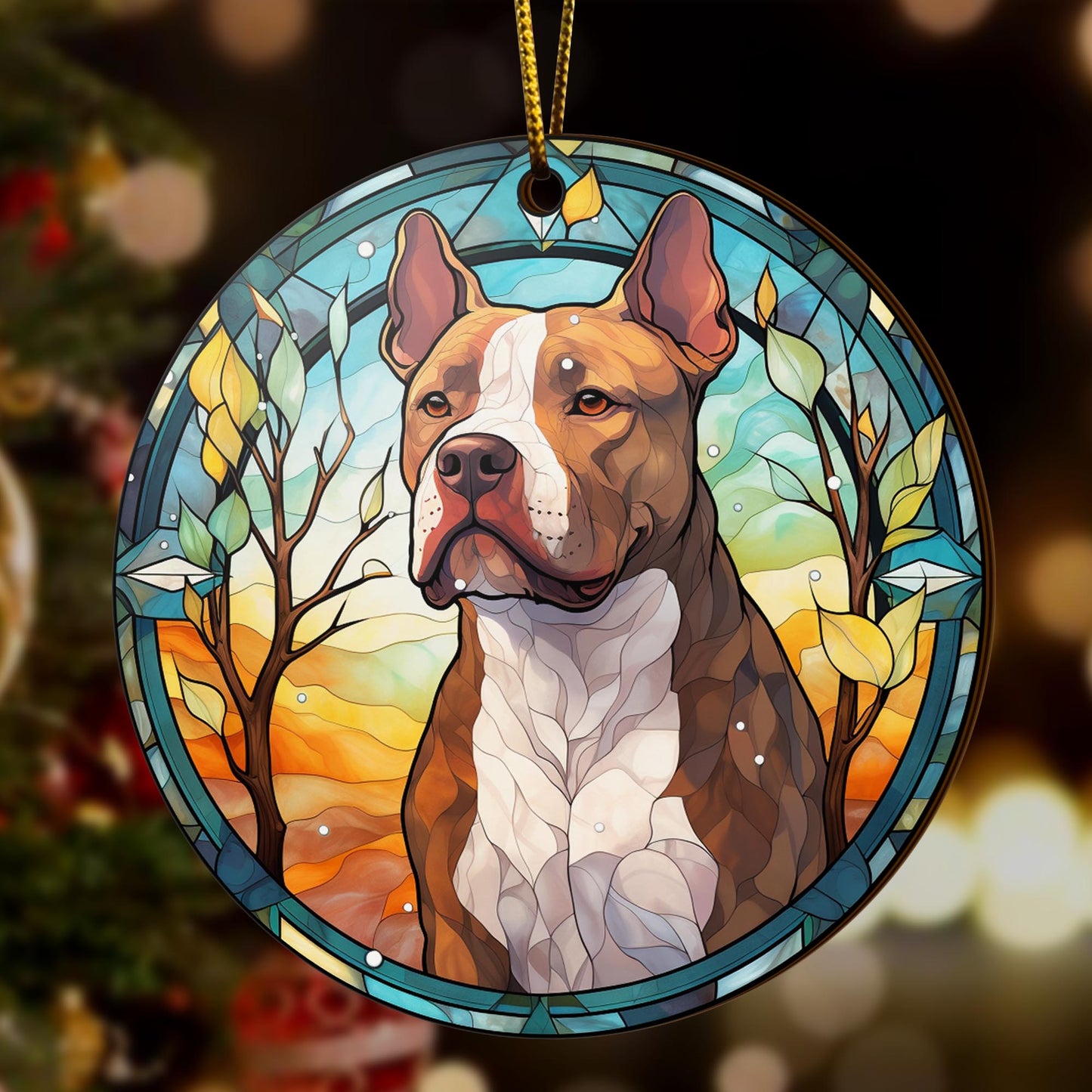 Pit Bull Wooden Ornaments 2 Sides, Pit Bull Ornaments For Christmas Tree, Christmas Tree Hanging, Christmas Decorations EPHG-52487