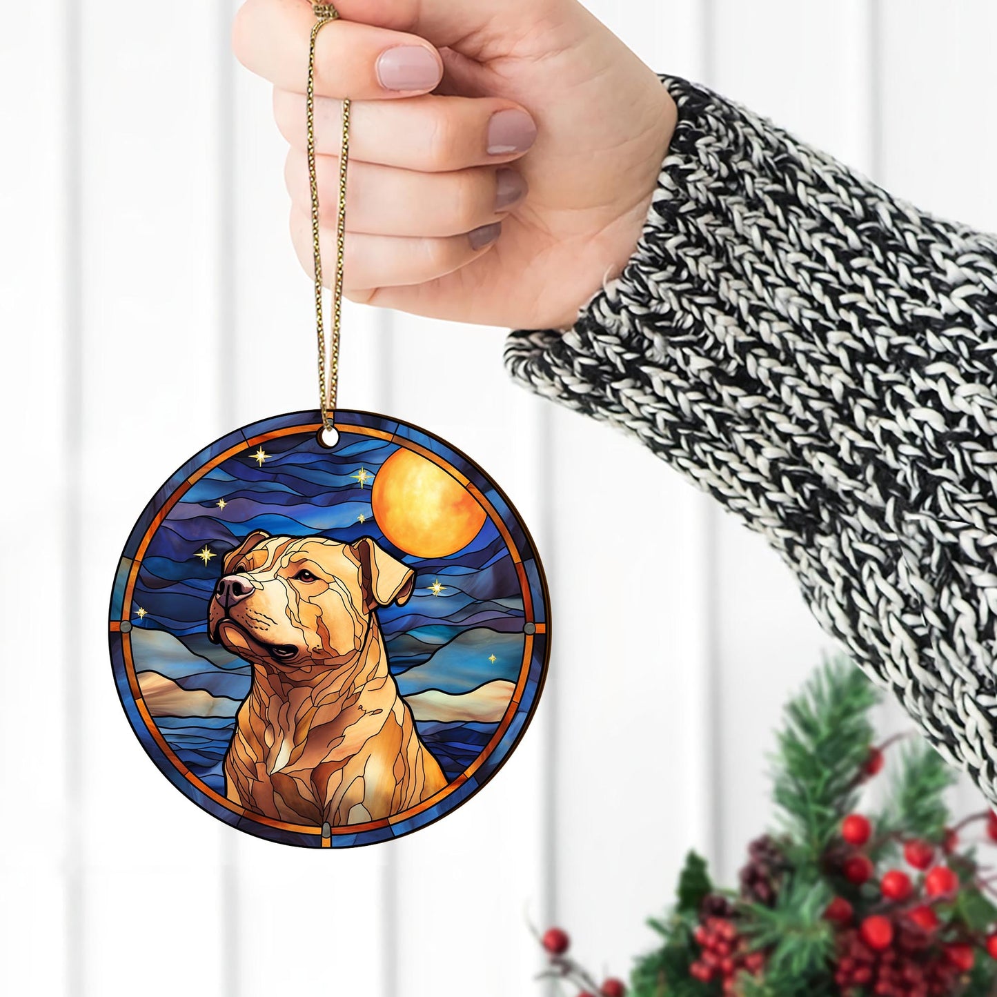 Pit Bull Wooden Ornaments 2 Sides, Pit Bull Ornaments For Christmas Tree, Christmas Tree Hanging, Christmas Decorations EPHG-52487