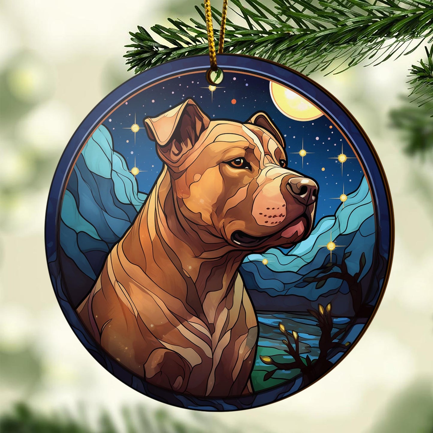 Pit Bull Wooden Ornaments 2 Sides, Pit Bull Ornaments For Christmas Tree, Christmas Tree Hanging, Christmas Decorations EPHG-52487