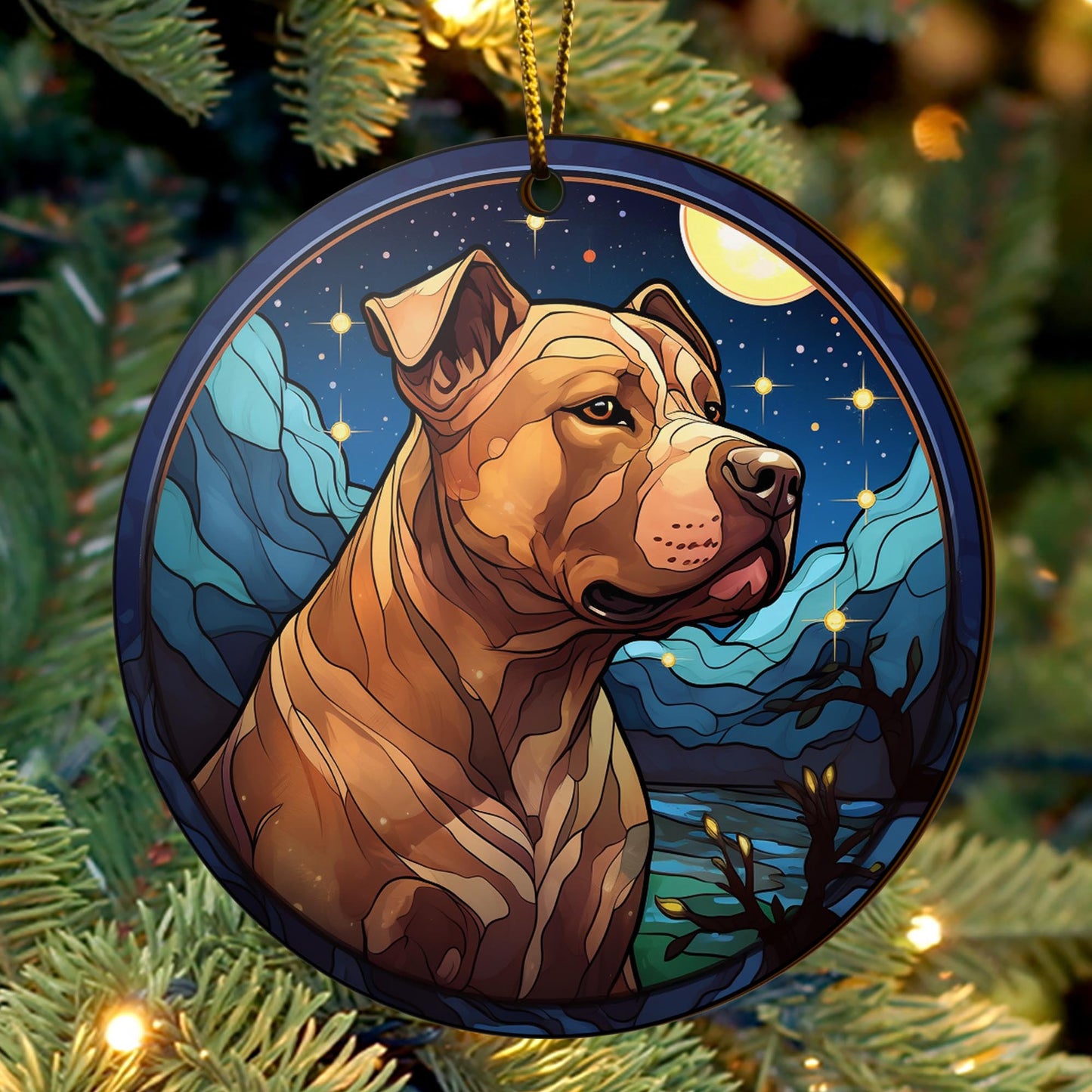 Pit Bull Wooden Ornaments 2 Sides, Pit Bull Ornaments For Christmas Tree, Christmas Tree Hanging, Christmas Decorations EPHG-52487