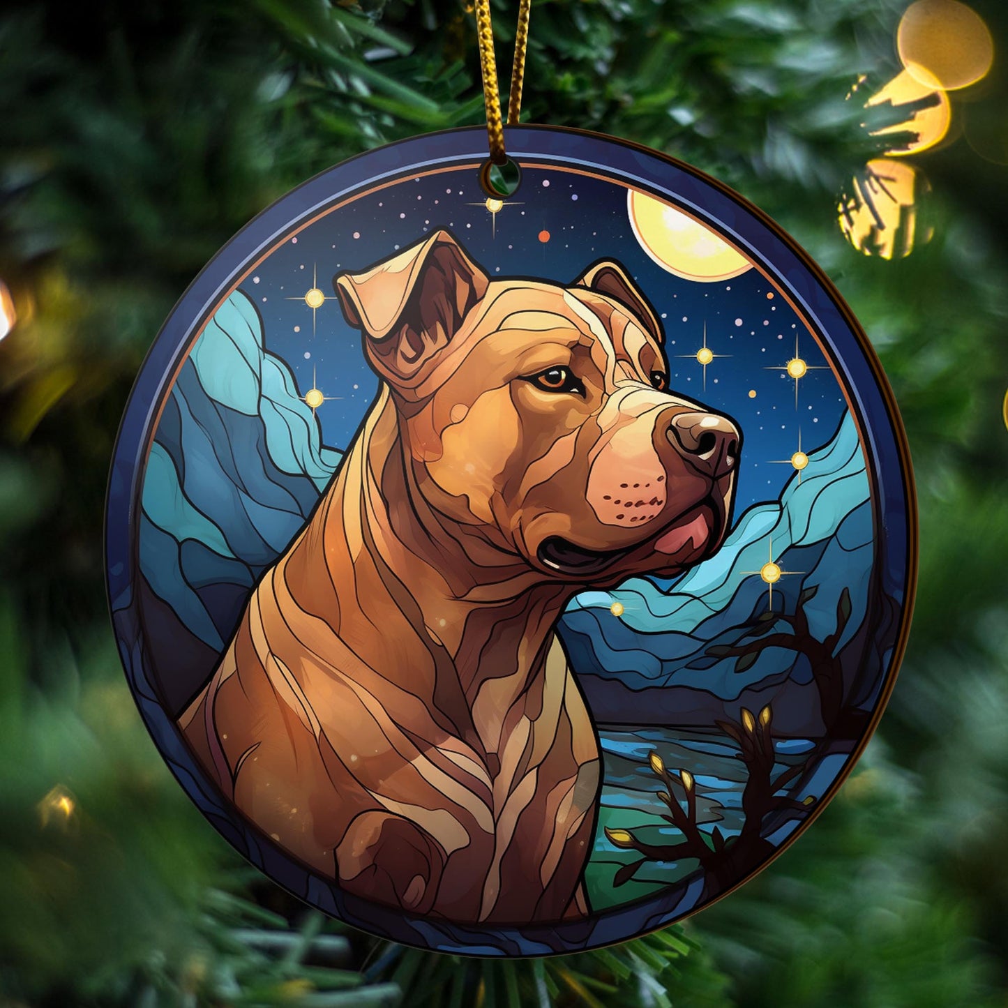 Pit Bull Wooden Ornaments 2 Sides, Pit Bull Ornaments For Christmas Tree, Christmas Tree Hanging, Christmas Decorations EPHG-52487