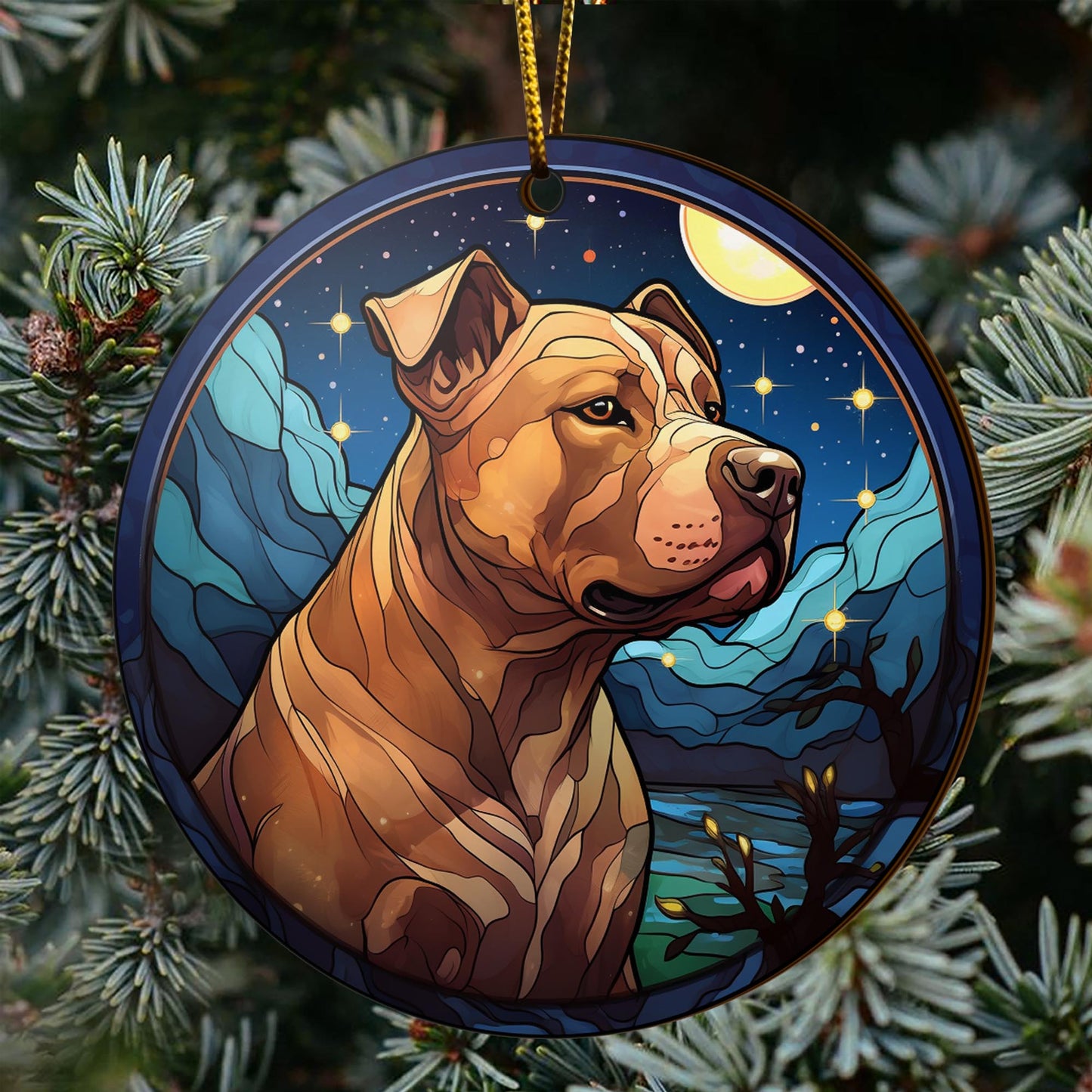 Pit Bull Wooden Ornaments 2 Sides, Pit Bull Ornaments For Christmas Tree, Christmas Tree Hanging, Christmas Decorations EPHG-52487