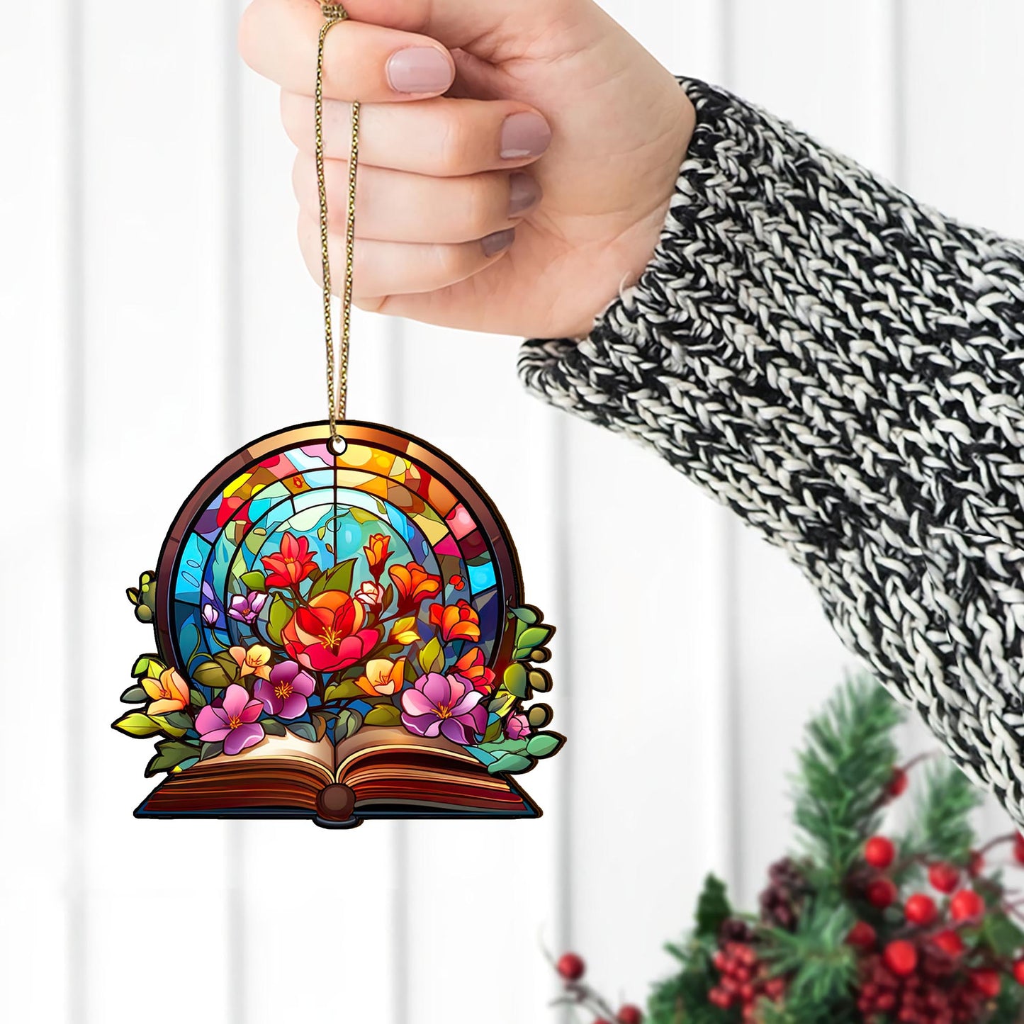 Book Wooden Ornaments 2 Sides, Book Ornaments For Christmas Tree, Christmas Tree Hanging, Christmas Decorations EPHG-52489