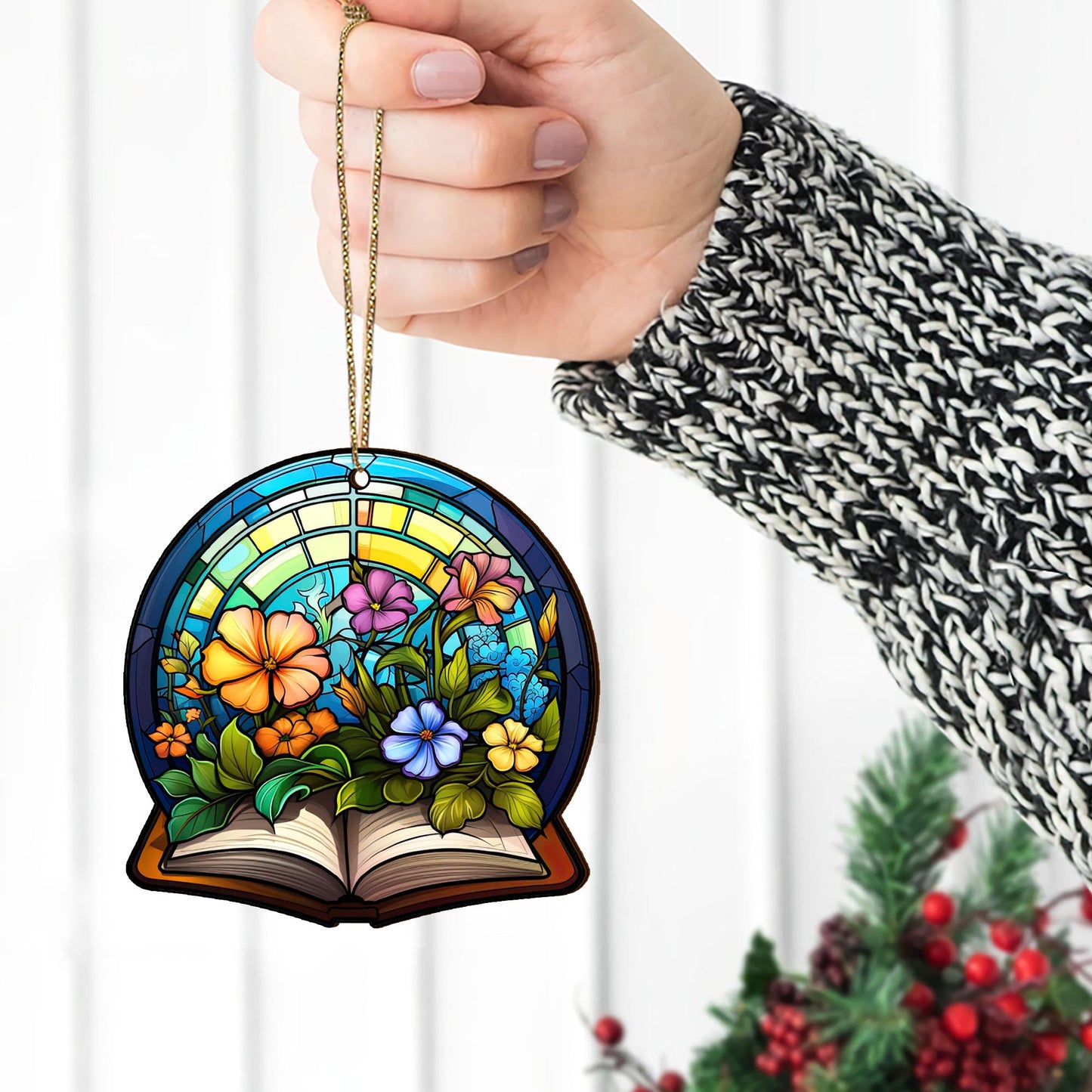 Book Wooden Ornaments 2 Sides, Book Ornaments For Christmas Tree, Christmas Tree Hanging, Christmas Decorations EPHG-52489