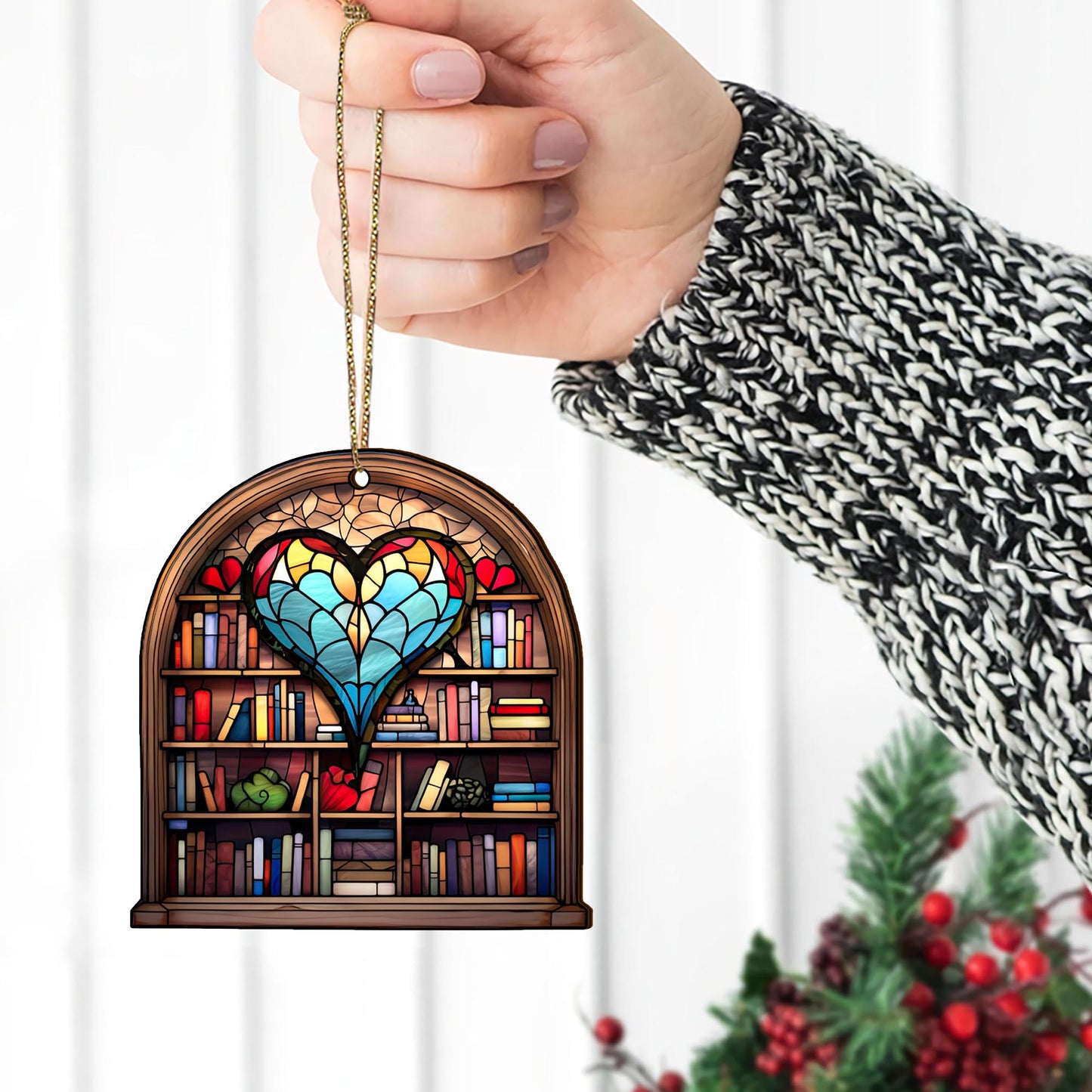 Book Wooden Ornaments 2 Sides, Book Ornaments For Christmas Tree, Christmas Tree Hanging, Christmas Decorations EPHG-52489