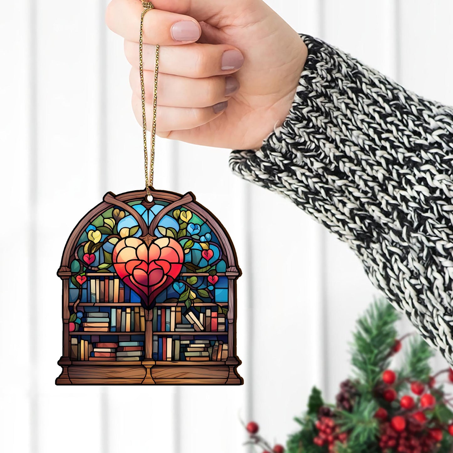 Book Wooden Ornaments 2 Sides, Book Ornaments For Christmas Tree, Christmas Tree Hanging, Christmas Decorations EPHG-52489