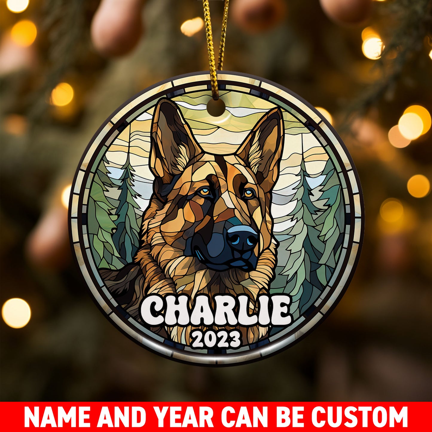 German Shepherd Ornaments For Christmas Tree Custom Dog Circle Ceramic Ornaments, Dog Christmas Ornaments, Christmas Ornaments For Dog Lover, Christmas Decor, Pet Lover Gifts EPHG-52790