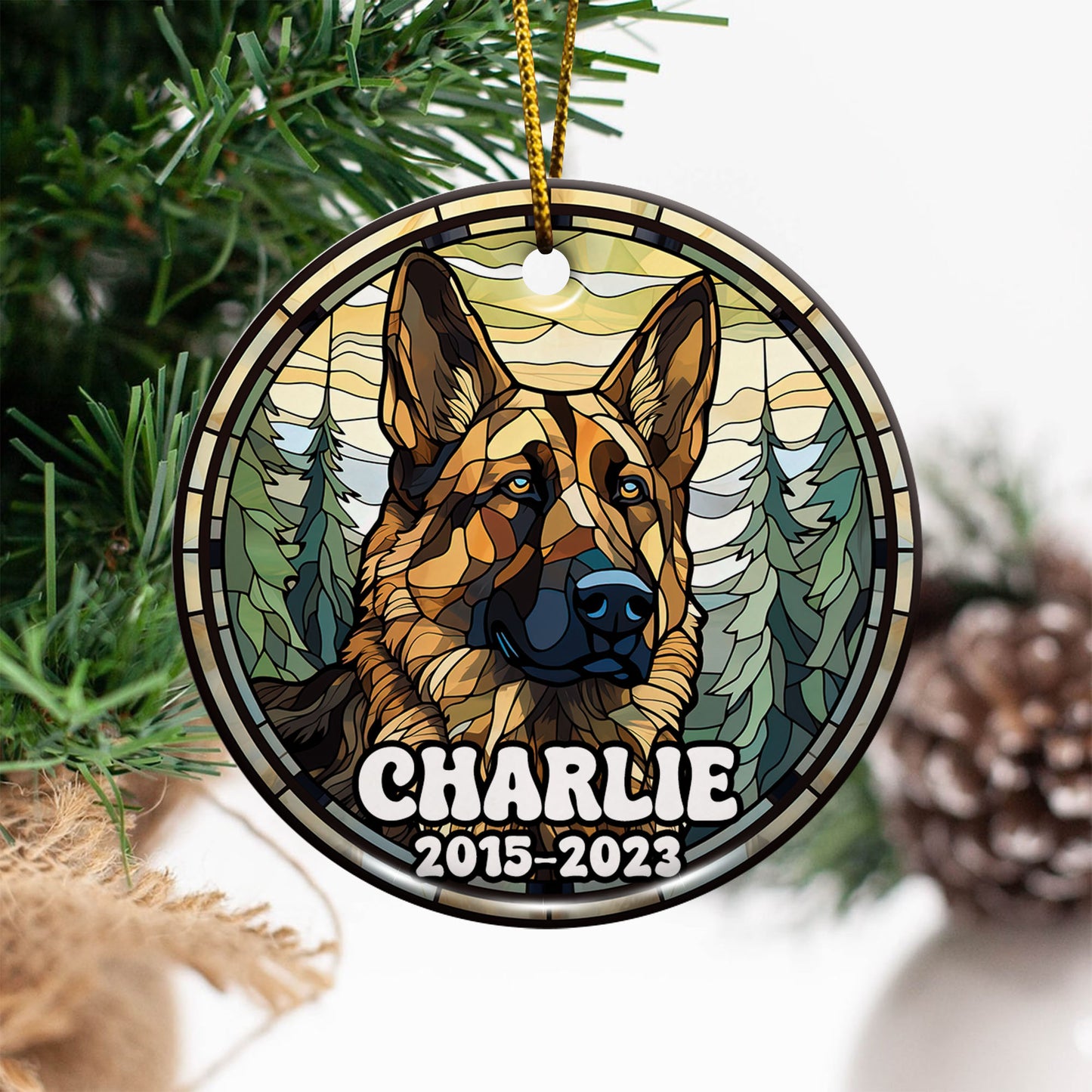 German Shepherd Ornaments For Christmas Tree Custom Dog Circle Ceramic Ornaments, Dog Christmas Ornaments, Christmas Ornaments For Dog Lover, Christmas Decor, Pet Lover Gifts EPHG-52790