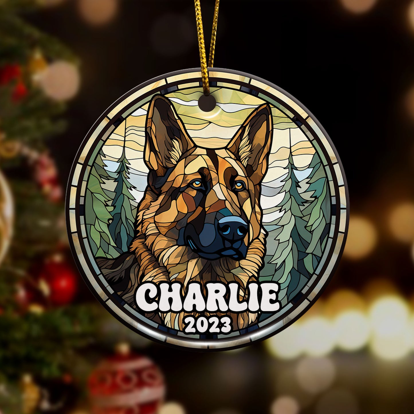 German Shepherd Ornaments For Christmas Tree Custom Dog Circle Ceramic Ornaments, Dog Christmas Ornaments, Christmas Ornaments For Dog Lover, Christmas Decor, Pet Lover Gifts EPHG-52790