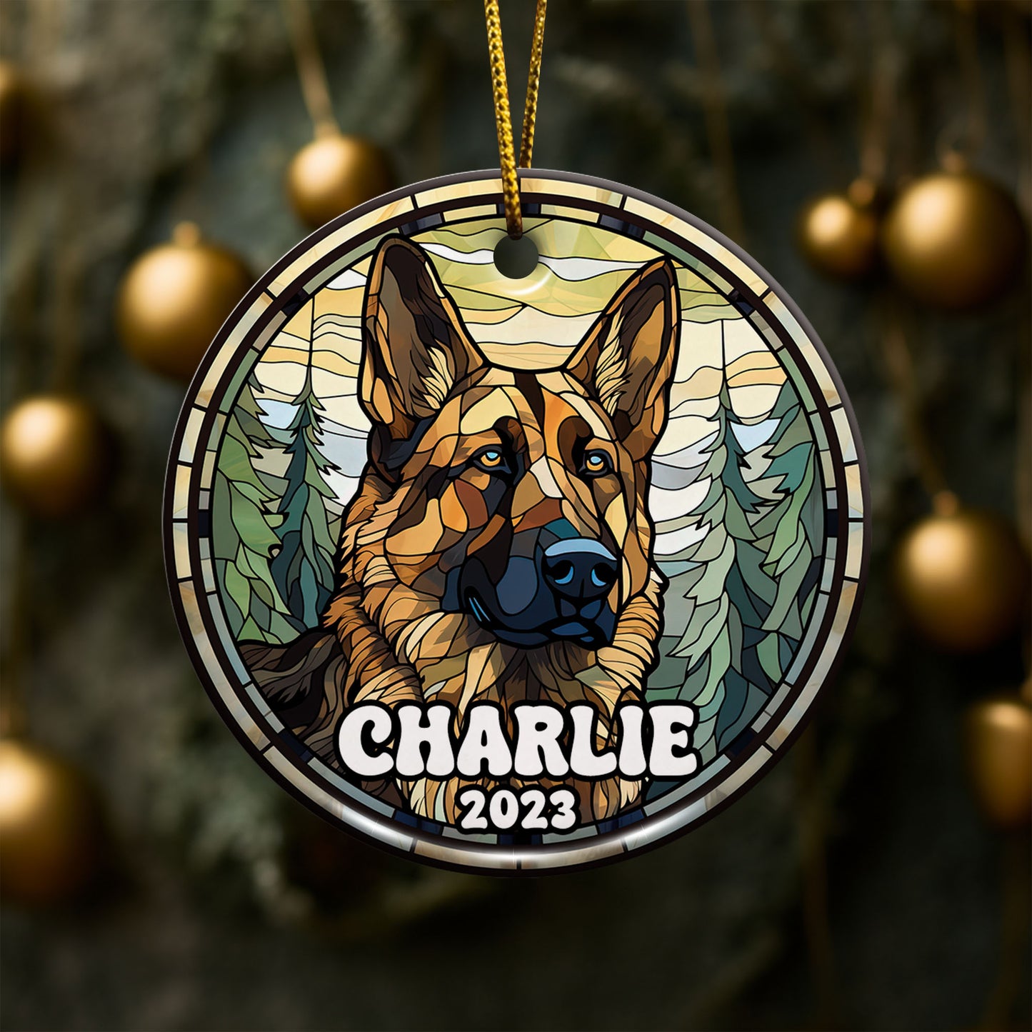 German Shepherd Ornaments For Christmas Tree Custom Dog Circle Ceramic Ornaments, Dog Christmas Ornaments, Christmas Ornaments For Dog Lover, Christmas Decor, Pet Lover Gifts EPHG-52790