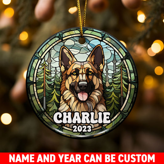 German Shepherd Ornaments For Christmas Tree Custom Dog Circle Ceramic Ornaments, Dog Christmas Ornaments, Christmas Ornaments For Dog Lover, Christmas Decor, Pet Lover Gifts EPHG-52790