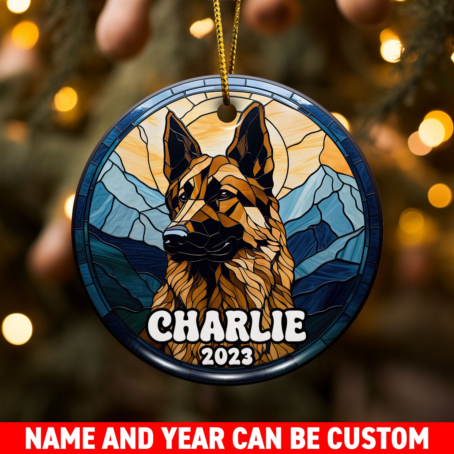 German Shepherd Ornaments For Christmas Tree Custom Dog Circle Ceramic Ornaments, Dog Christmas Ornaments, Christmas Ornaments For Dog Lover, Christmas Decor, Pet Lover Gifts EPHG-52790