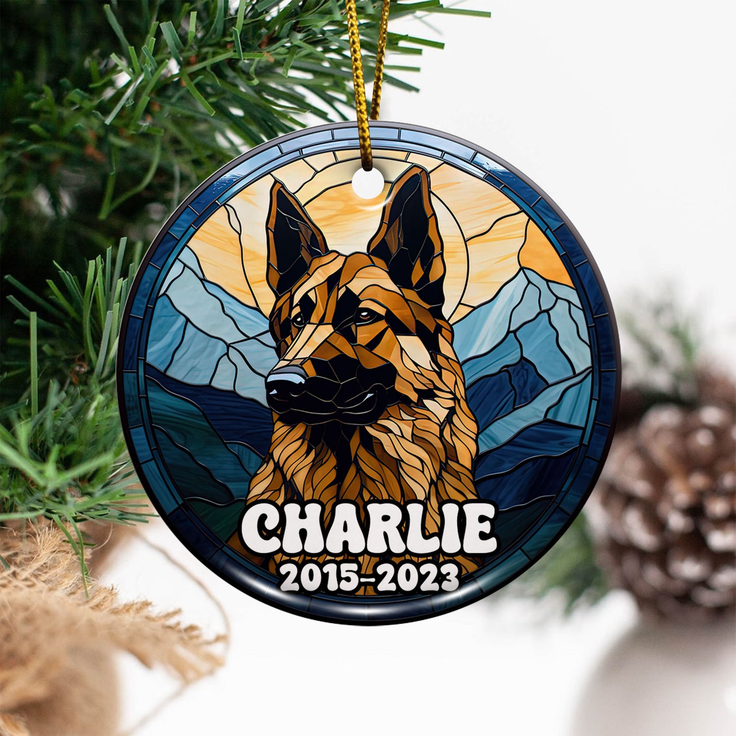 German Shepherd Ornaments For Christmas Tree Custom Dog Circle Ceramic Ornaments, Dog Christmas Ornaments, Christmas Ornaments For Dog Lover, Christmas Decor, Pet Lover Gifts EPHG-52790