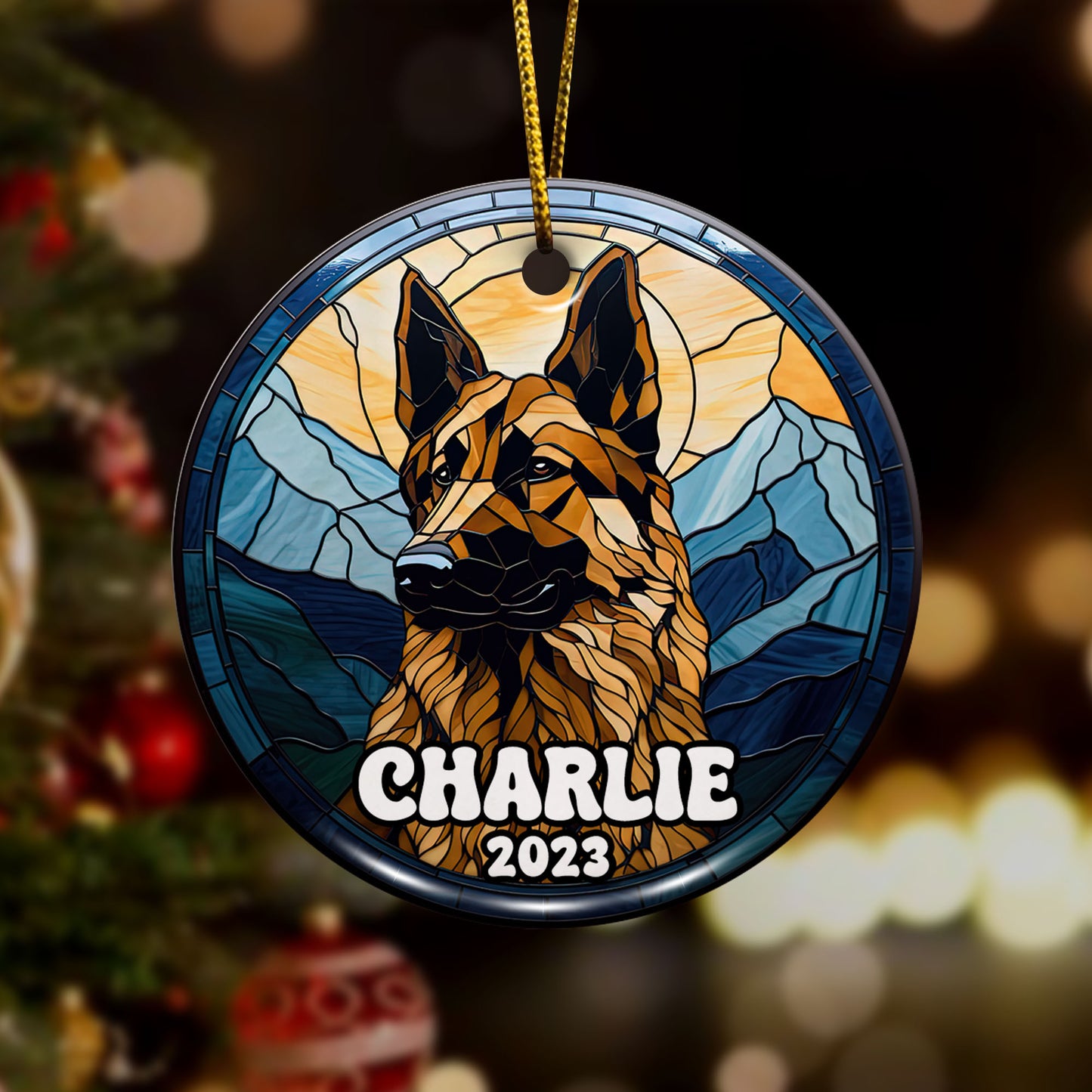 German Shepherd Ornaments For Christmas Tree Custom Dog Circle Ceramic Ornaments, Dog Christmas Ornaments, Christmas Ornaments For Dog Lover, Christmas Decor, Pet Lover Gifts EPHG-52790