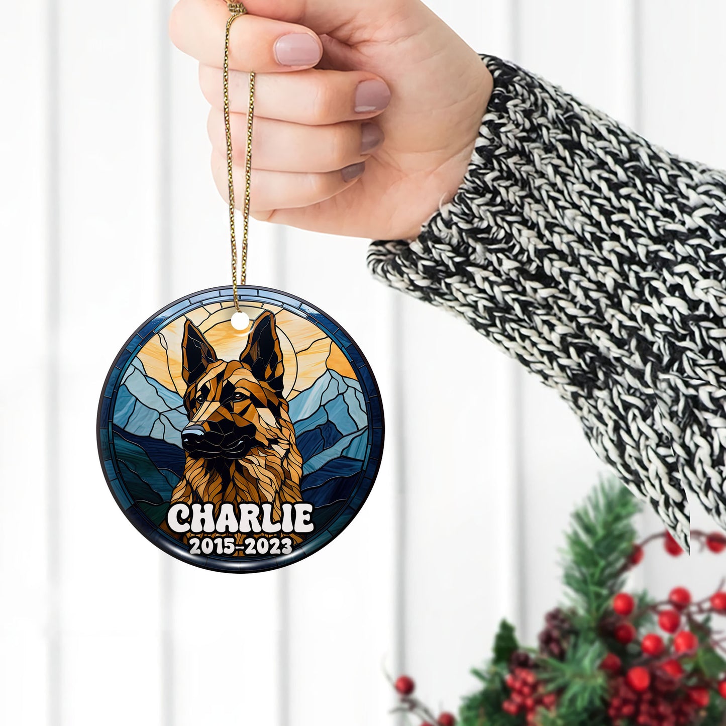 German Shepherd Ornaments For Christmas Tree Custom Dog Circle Ceramic Ornaments, Dog Christmas Ornaments, Christmas Ornaments For Dog Lover, Christmas Decor, Pet Lover Gifts EPHG-52790