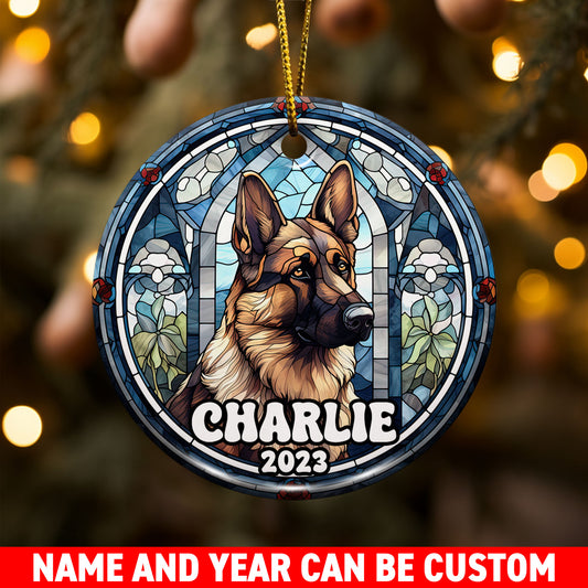 German Shepherd Ornaments For Christmas Tree Custom Dog Circle Ceramic Ornaments, Dog Christmas Ornaments, Christmas Ornaments For Dog Lover, Christmas Decor, Pet Lover Gifts EPHG-52790