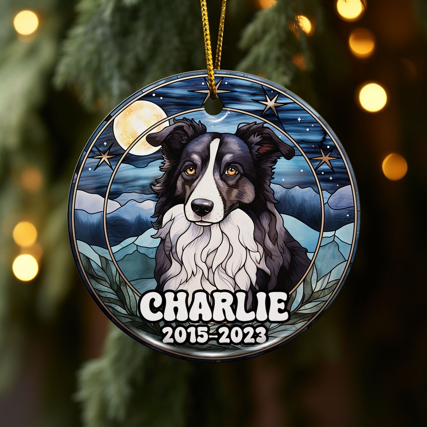 Border Collie Christmas Ornament Custom Dog Circle Ceramic Ornaments, Dog Christmas Ornaments, Christmas Ornaments For Dog Lover, Christmas Decor, Pet Lover Gifts EPHG-52790