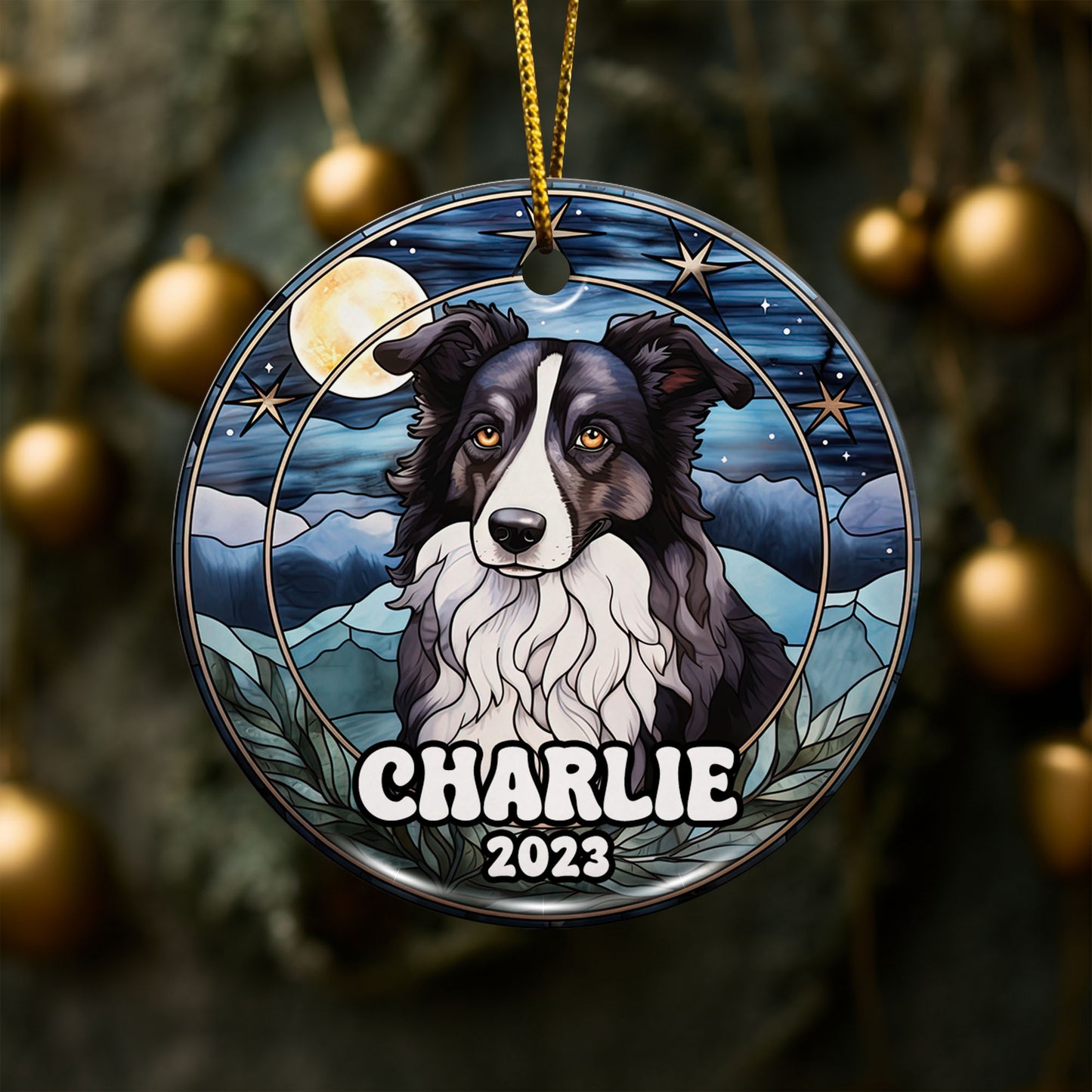 Border Collie Christmas Ornament Custom Dog Circle Ceramic Ornaments, Dog Christmas Ornaments, Christmas Ornaments For Dog Lover, Christmas Decor, Pet Lover Gifts EPHG-52790