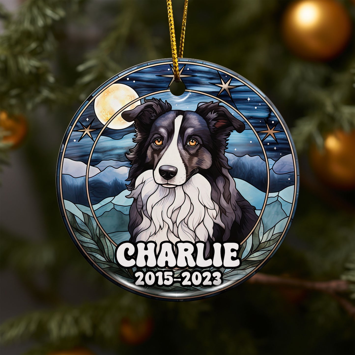 Border Collie Christmas Ornament Custom Dog Circle Ceramic Ornaments, Dog Christmas Ornaments, Christmas Ornaments For Dog Lover, Christmas Decor, Pet Lover Gifts EPHG-52790