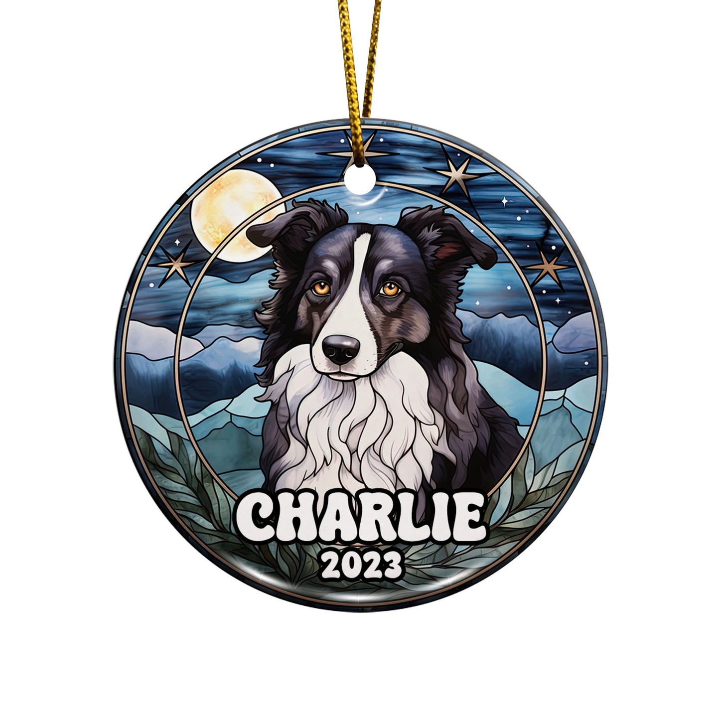 Border Collie Christmas Ornament Custom Dog Circle Ceramic Ornaments, Dog Christmas Ornaments, Christmas Ornaments For Dog Lover, Christmas Decor, Pet Lover Gifts EPHG-52790