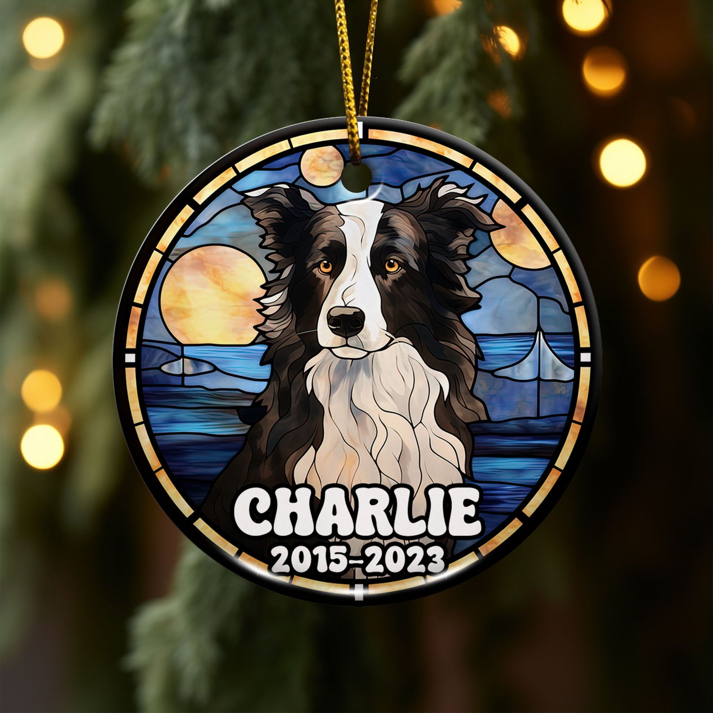 Border Collie Christmas Ornament Custom Dog Circle Ceramic Ornaments, Dog Christmas Ornaments, Christmas Ornaments For Dog Lover, Christmas Decor, Pet Lover Gifts EPHG-52790