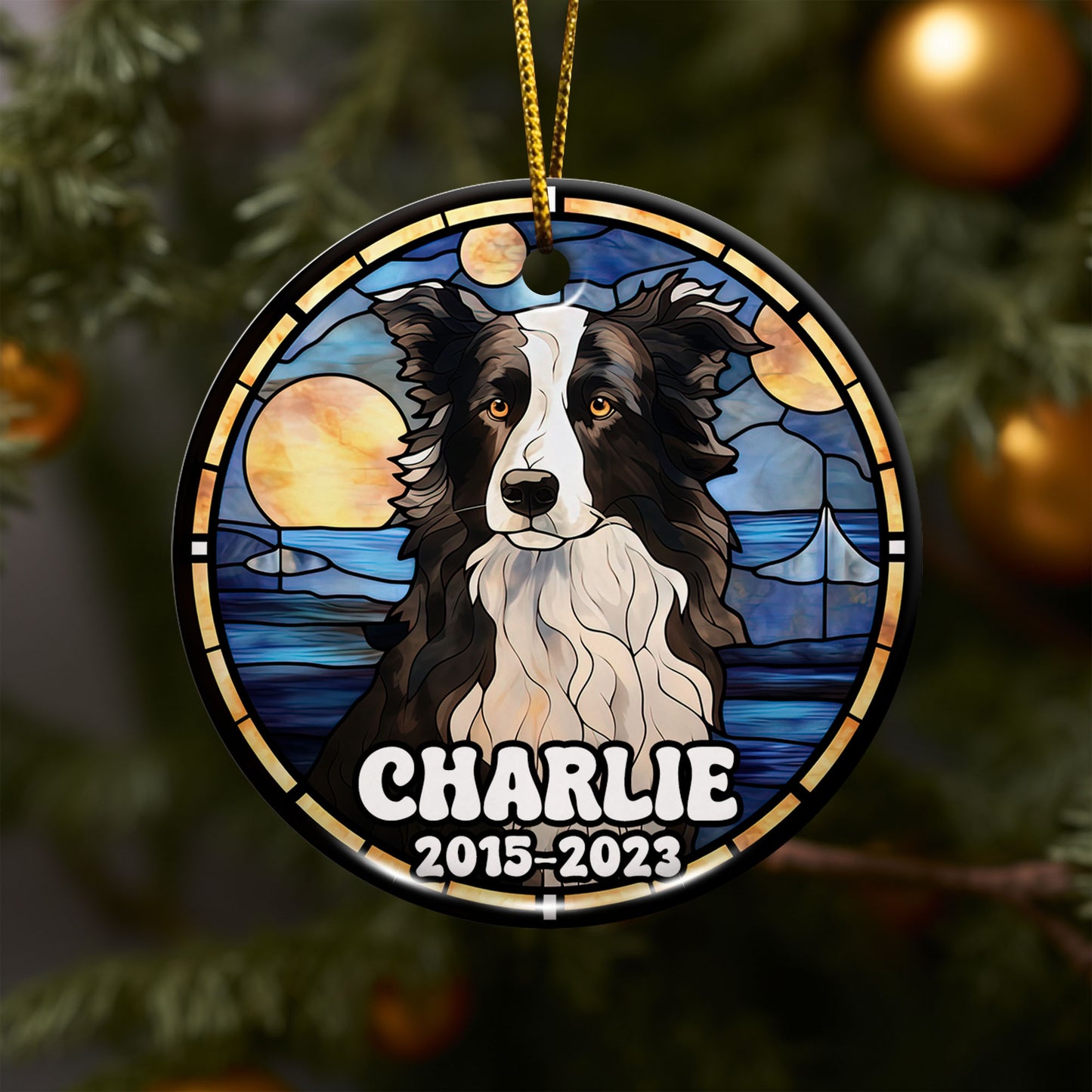 Border Collie Christmas Ornament Custom Dog Circle Ceramic Ornaments, Dog Christmas Ornaments, Christmas Ornaments For Dog Lover, Christmas Decor, Pet Lover Gifts EPHG-52790