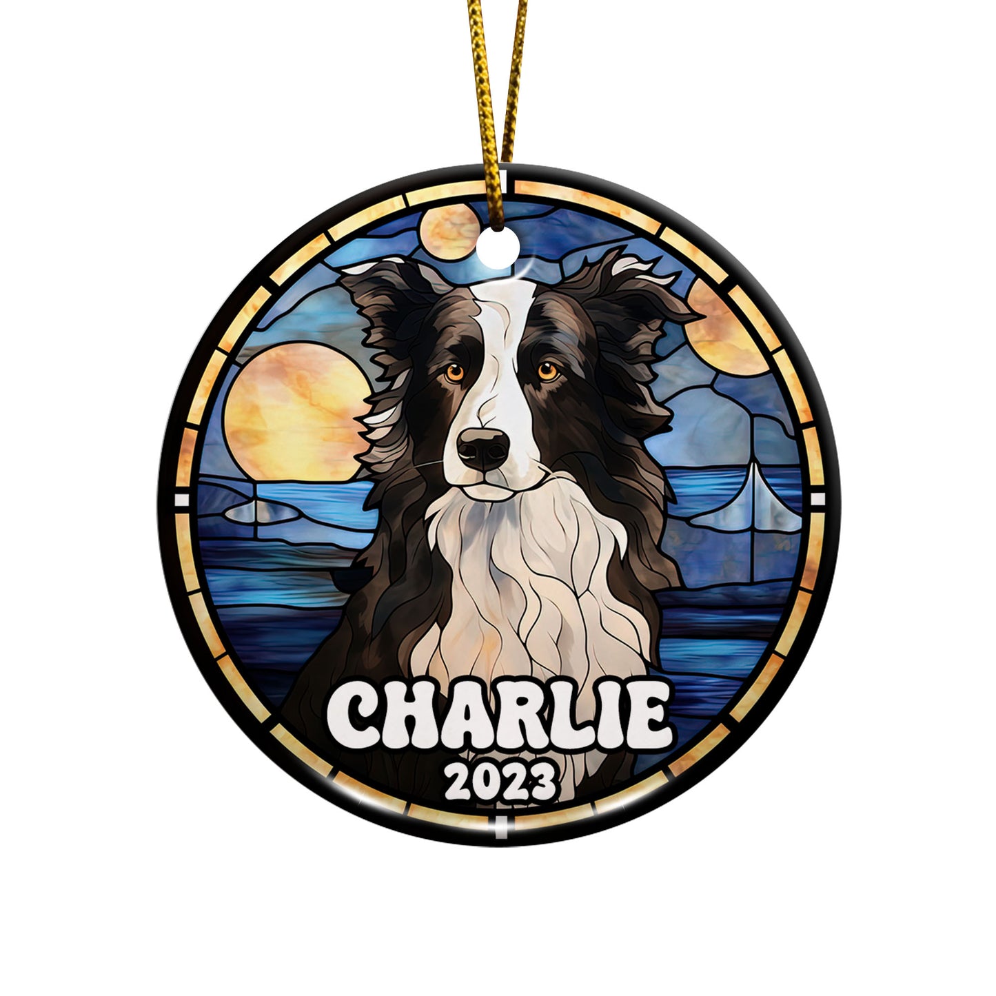 Border Collie Christmas Ornament Custom Dog Circle Ceramic Ornaments, Dog Christmas Ornaments, Christmas Ornaments For Dog Lover, Christmas Decor, Pet Lover Gifts EPHG-52790