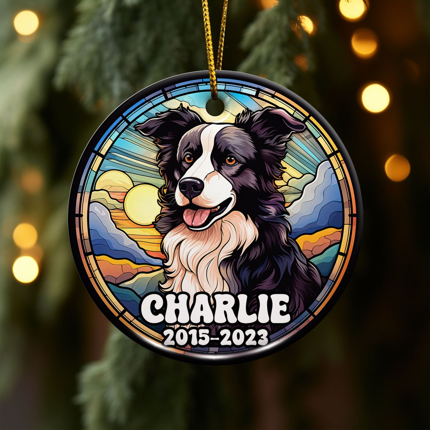 Border Collie Christmas Ornament Custom Dog Circle Ceramic Ornaments, Dog Christmas Ornaments, Christmas Ornaments For Dog Lover, Christmas Decor, Pet Lover Gifts EPHG-52790