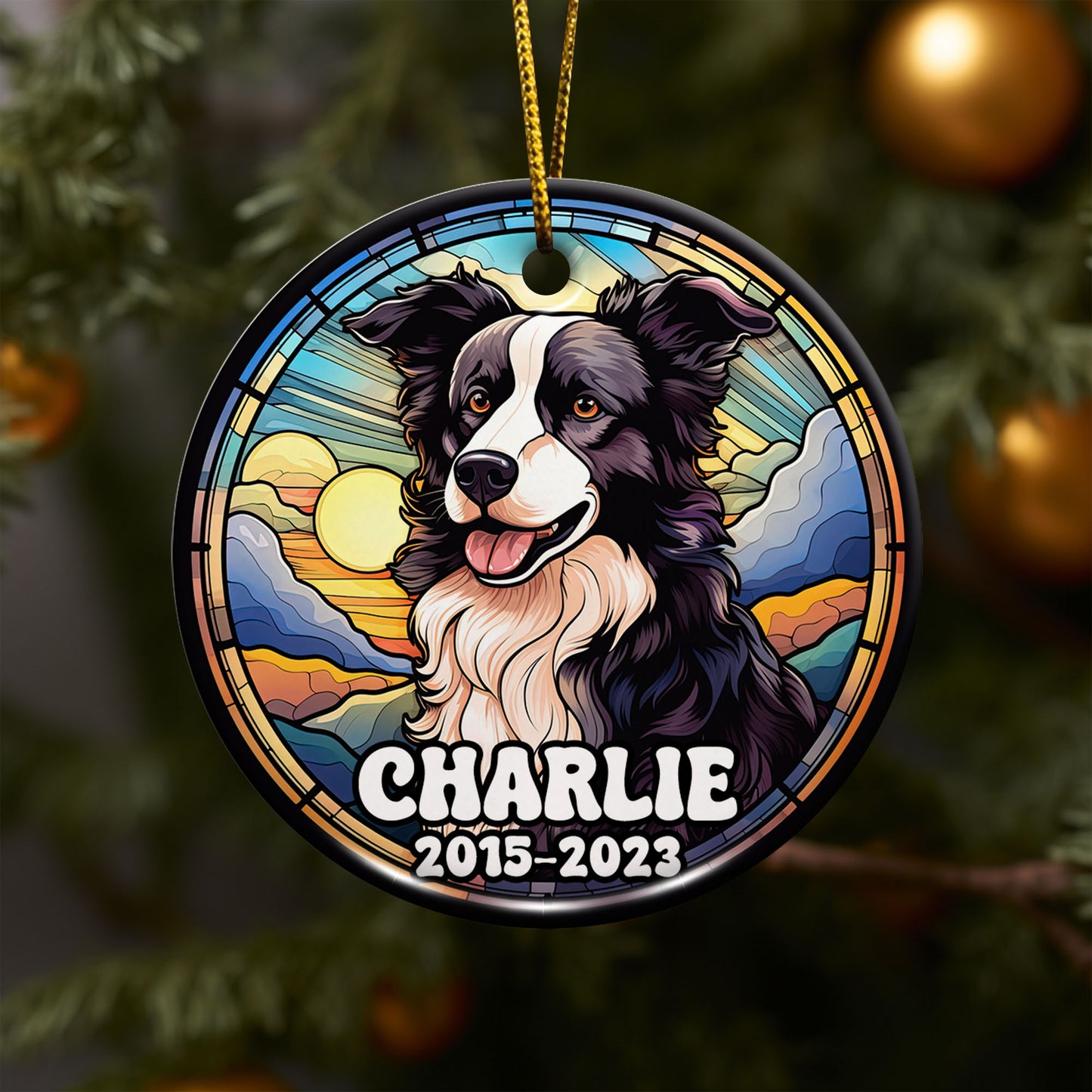 Border Collie Christmas Ornament Custom Dog Circle Ceramic Ornaments, Dog Christmas Ornaments, Christmas Ornaments For Dog Lover, Christmas Decor, Pet Lover Gifts EPHG-52790