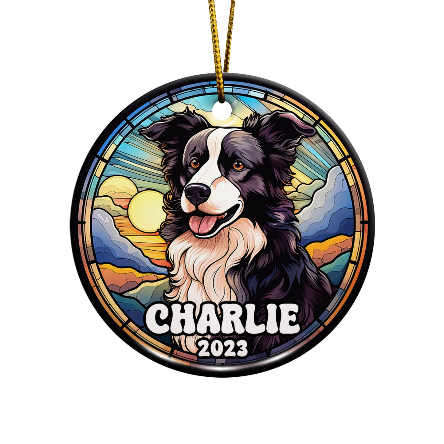 Border Collie Christmas Ornament Custom Dog Circle Ceramic Ornaments, Dog Christmas Ornaments, Christmas Ornaments For Dog Lover, Christmas Decor, Pet Lover Gifts EPHG-52790