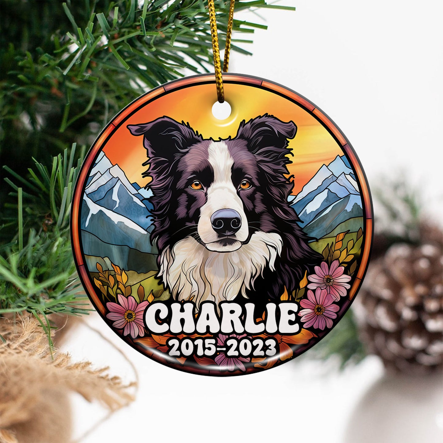 Border Collie Christmas Ornament Custom Dog Circle Ceramic Ornaments, Dog Christmas Ornaments, Christmas Ornaments For Dog Lover, Christmas Decor, Pet Lover Gifts EPHG-52790