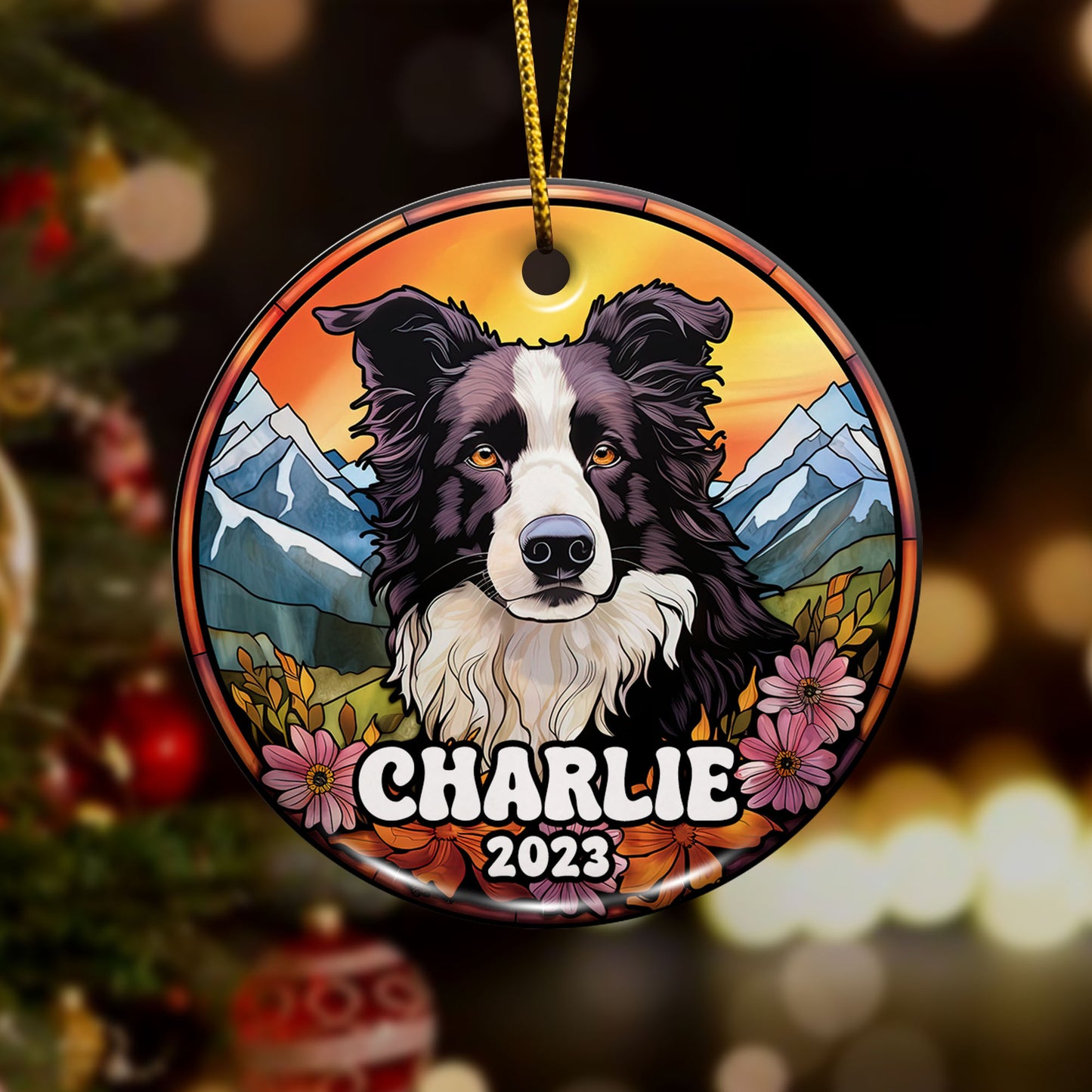 Border Collie Christmas Ornament Custom Dog Circle Ceramic Ornaments, Dog Christmas Ornaments, Christmas Ornaments For Dog Lover, Christmas Decor, Pet Lover Gifts EPHG-52790