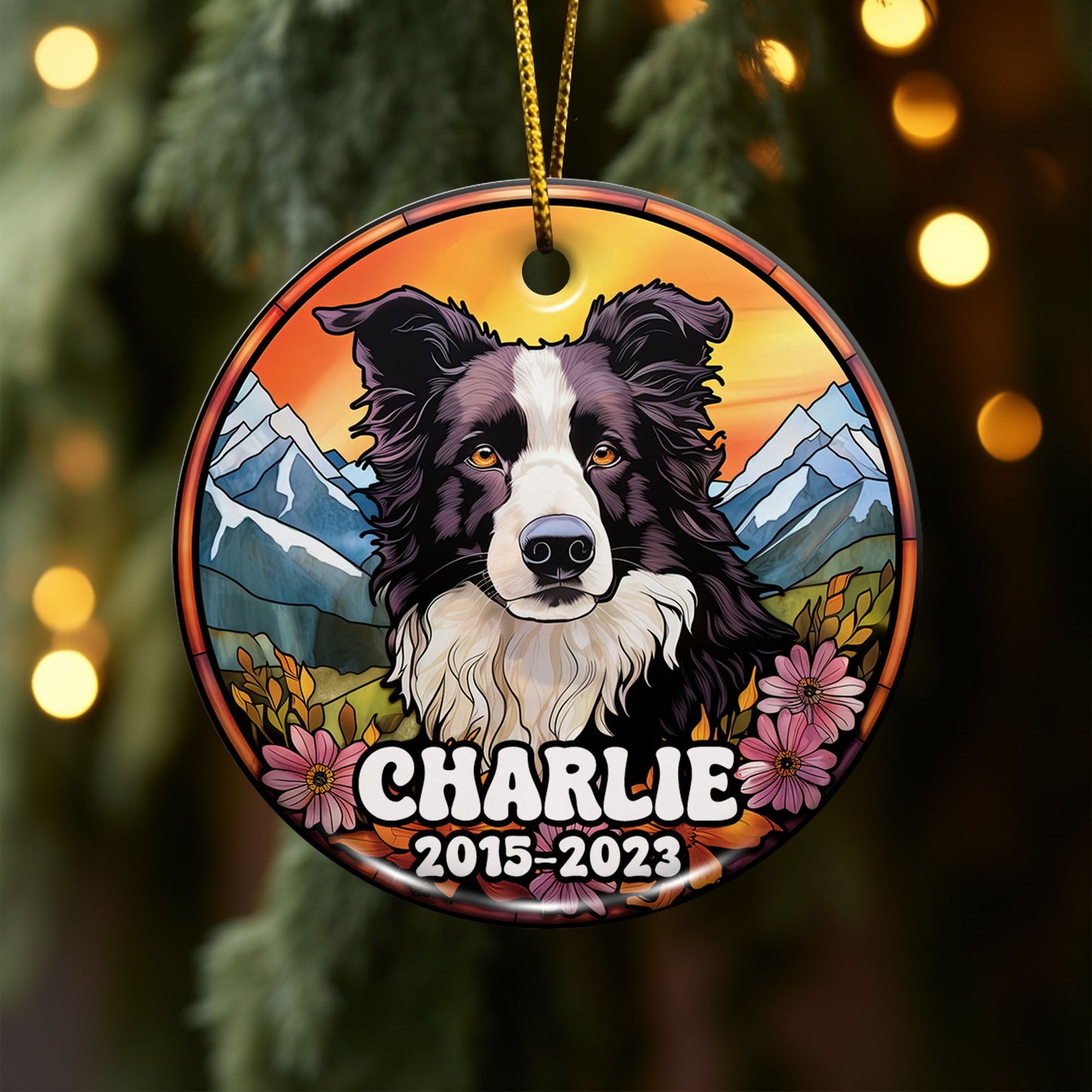 Border Collie Christmas Ornament Custom Dog Circle Ceramic Ornaments, Dog Christmas Ornaments, Christmas Ornaments For Dog Lover, Christmas Decor, Pet Lover Gifts EPHG-52790