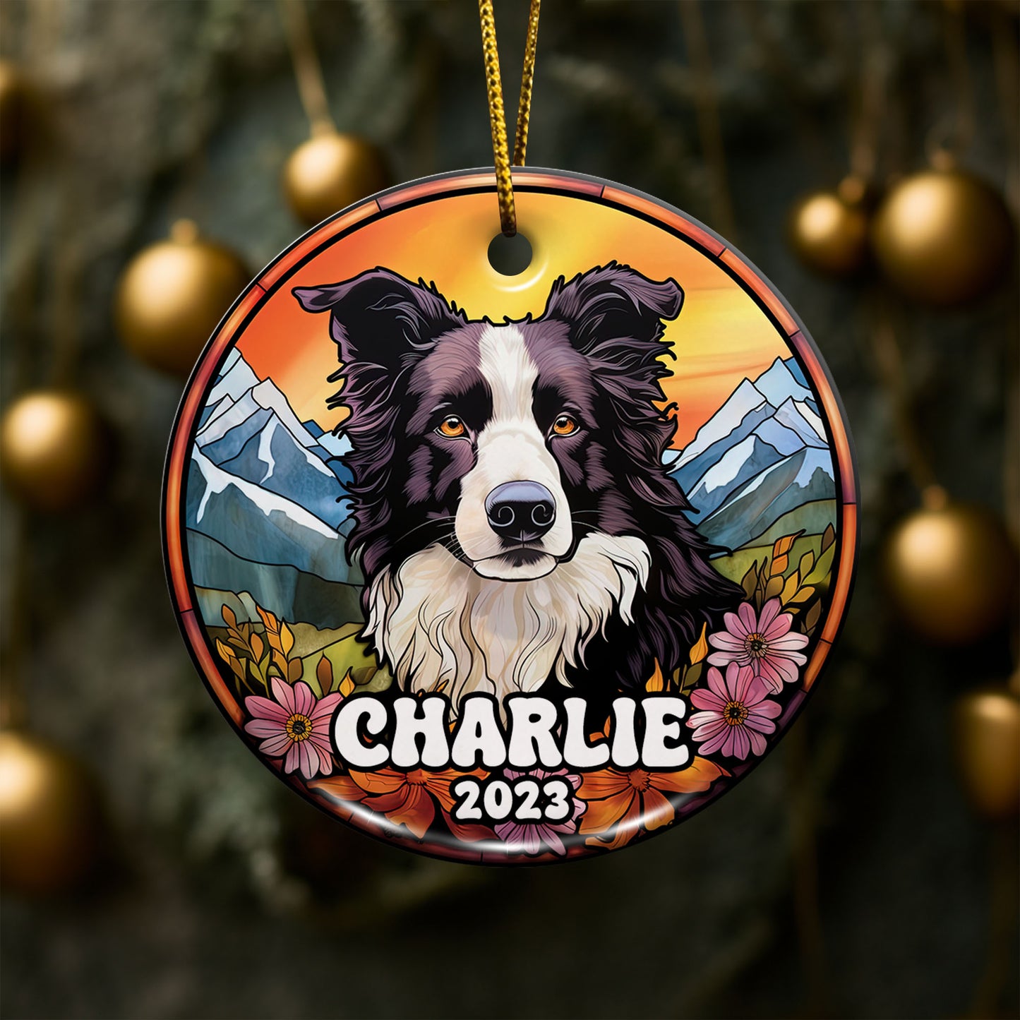 Border Collie Christmas Ornament Custom Dog Circle Ceramic Ornaments, Dog Christmas Ornaments, Christmas Ornaments For Dog Lover, Christmas Decor, Pet Lover Gifts EPHG-52790