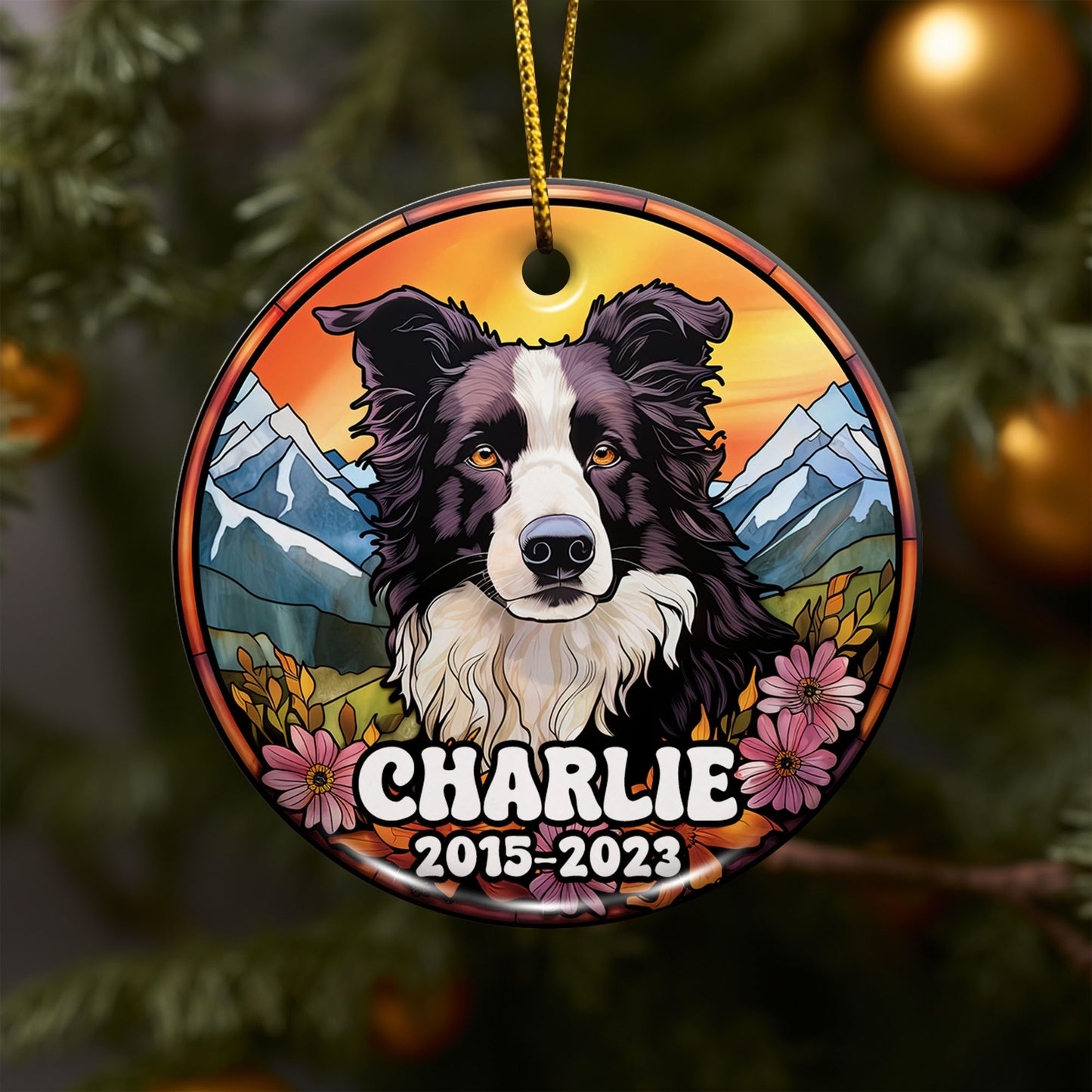 Border Collie Christmas Ornament Custom Dog Circle Ceramic Ornaments, Dog Christmas Ornaments, Christmas Ornaments For Dog Lover, Christmas Decor, Pet Lover Gifts EPHG-52790